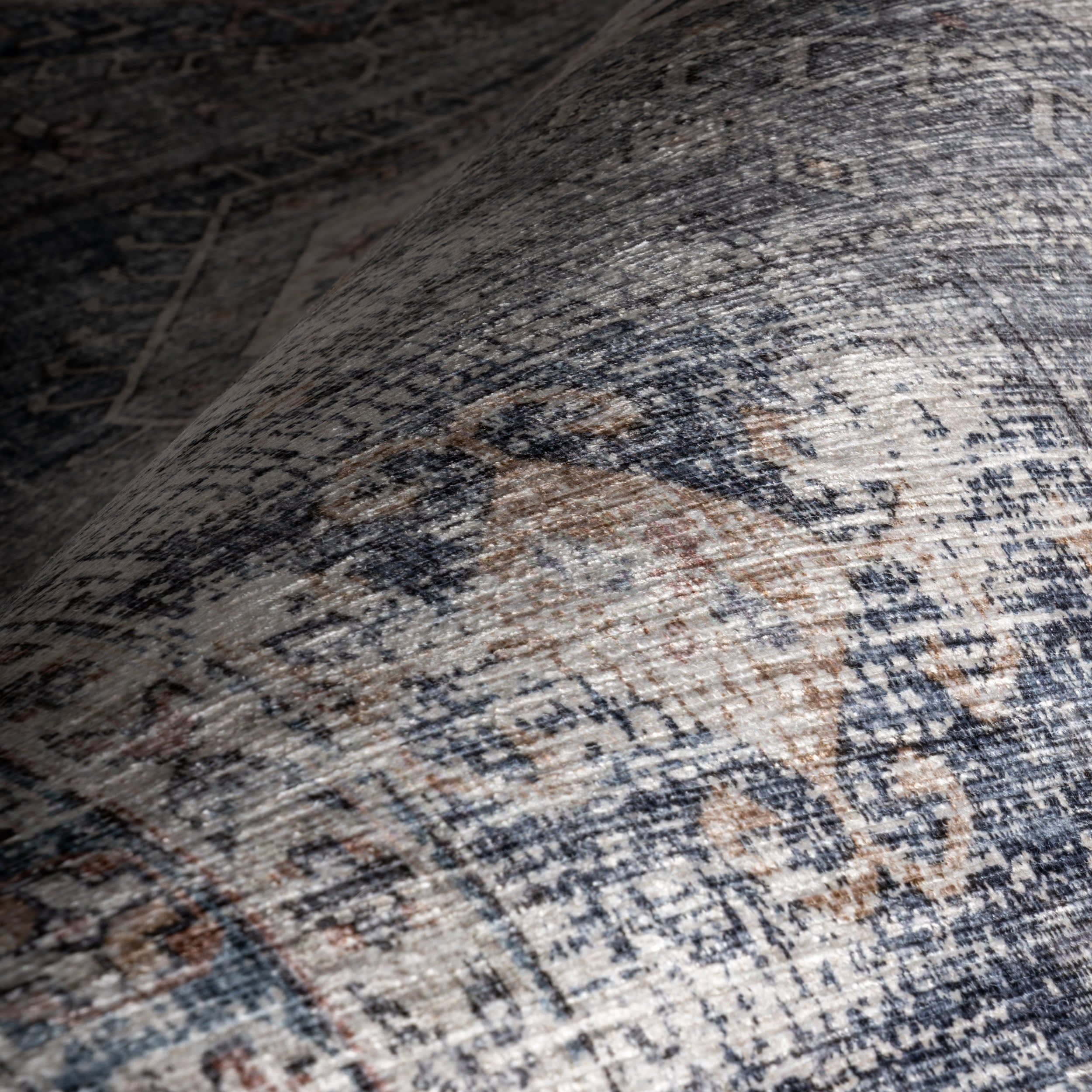 Allison Faded Spill Proof Washable Rug | Blue - Image 3