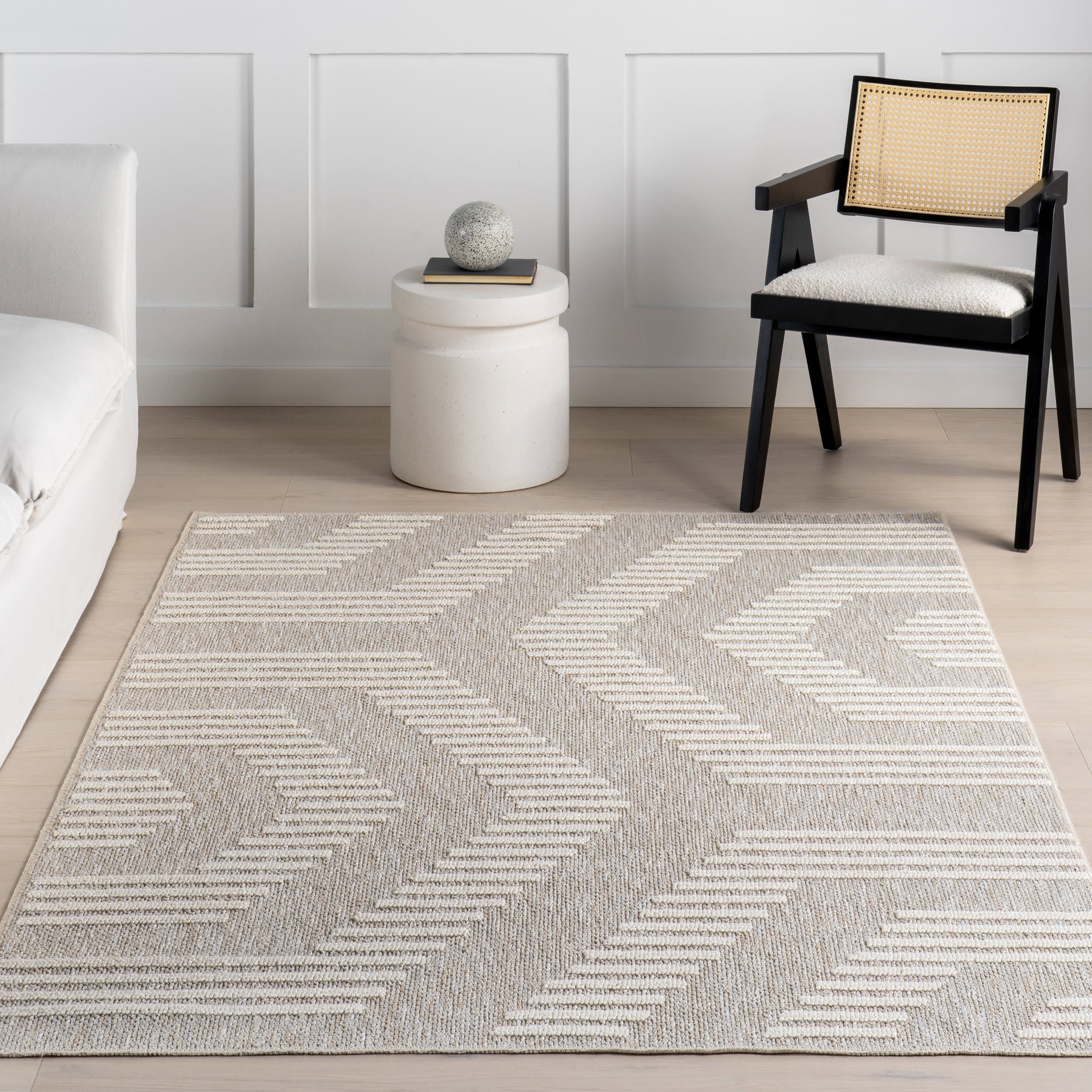 Allyson Hexagon Washable Rug | Beige - Image 5