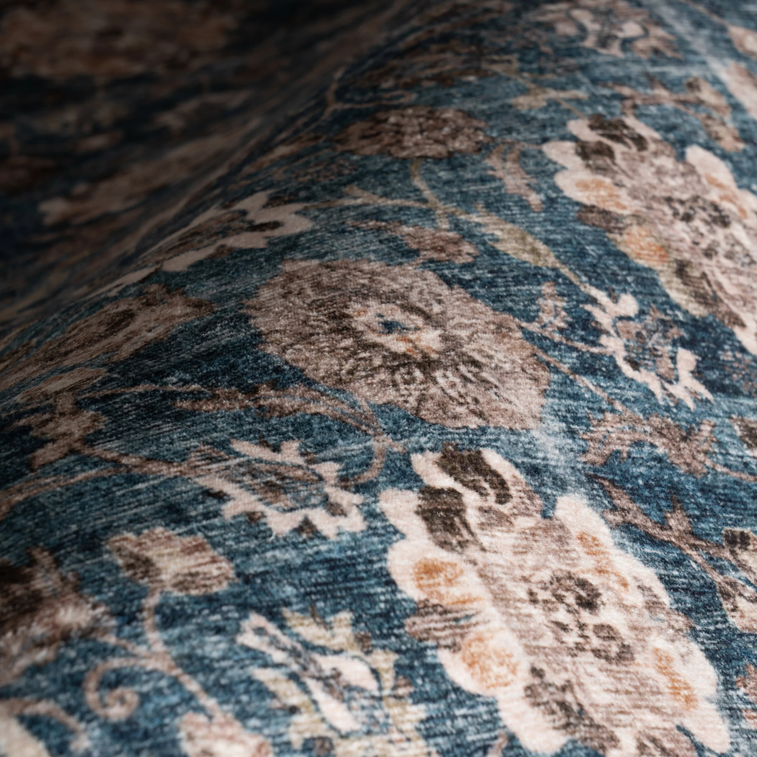 Alouette Bordered Traditional Washable Rug | Blue - Image 3