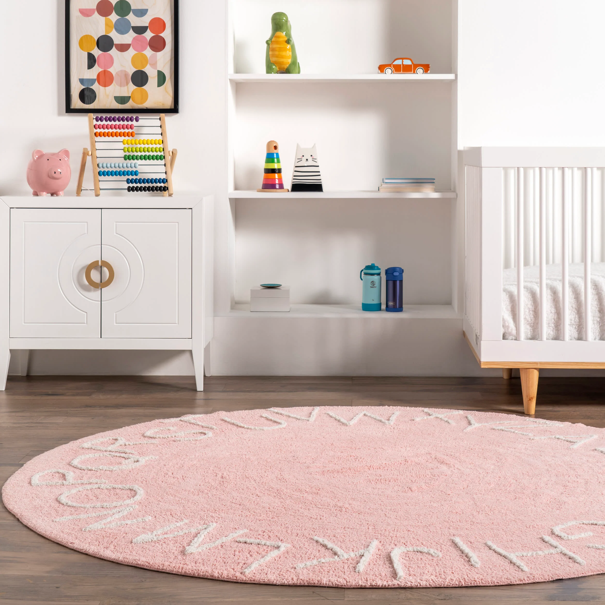 Alphabet Nursery Washable Rug | Pink - Image 4