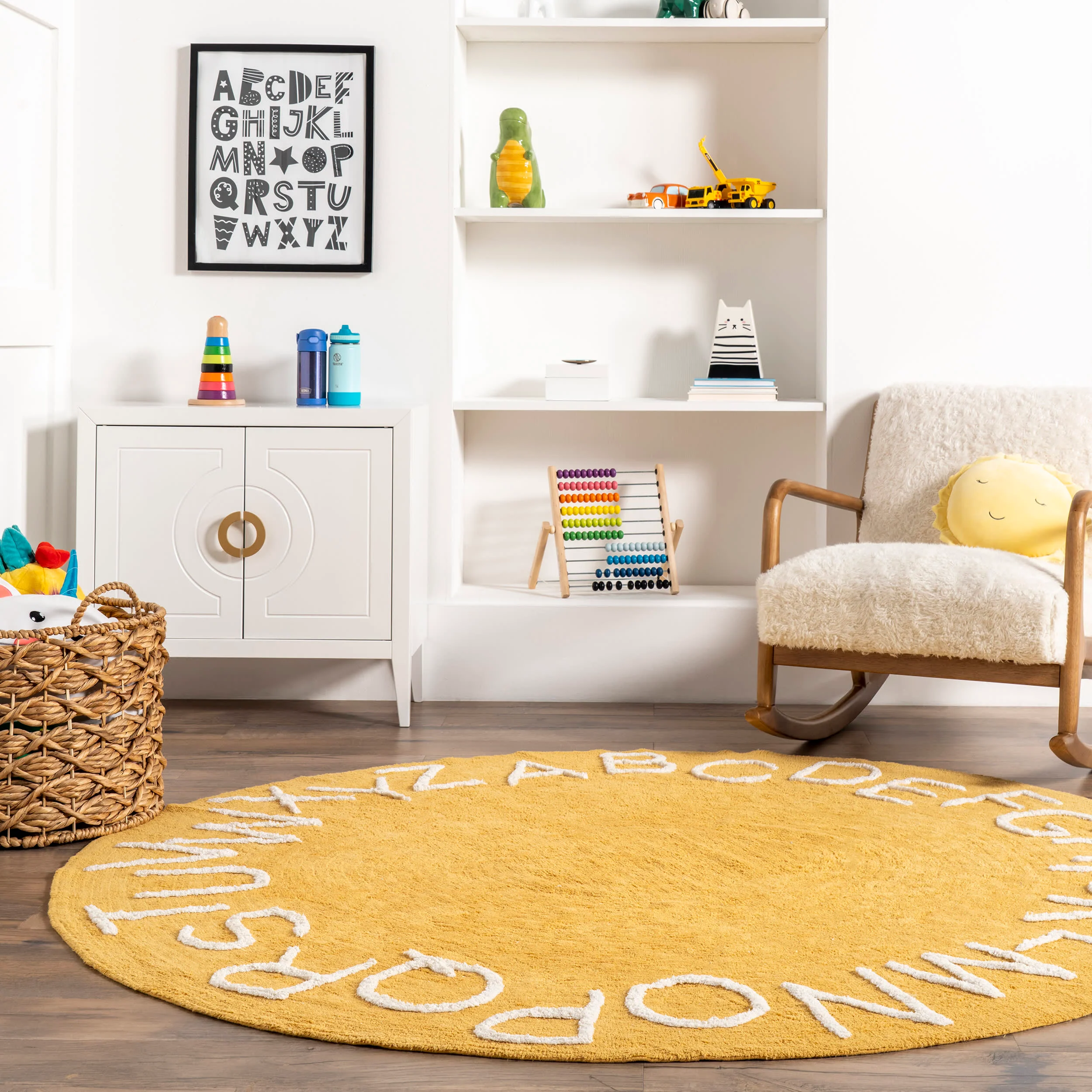 Alphabet Nursery Washable Rug | Yellow - Image 4