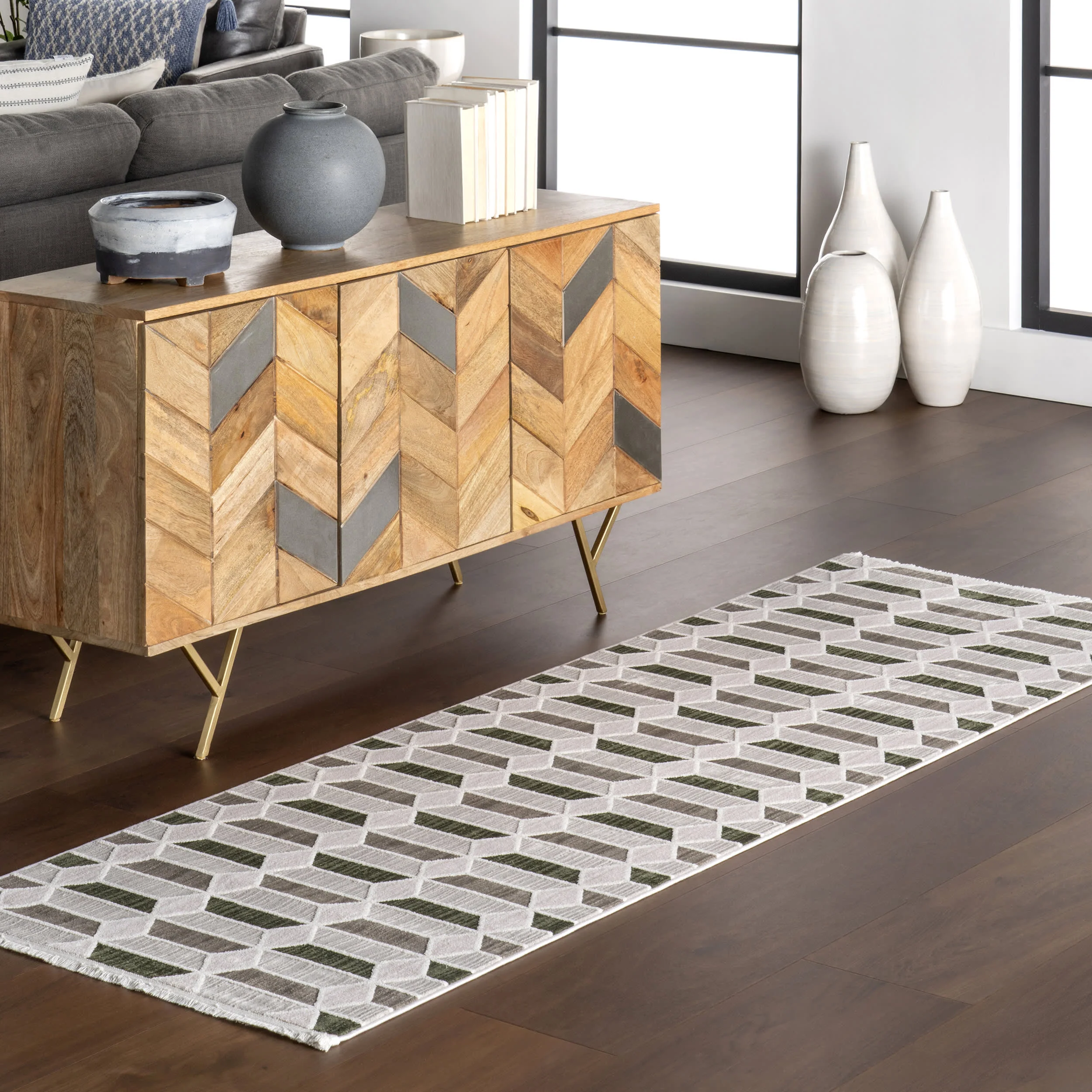Alta Textured Trapezoid Rug | Light Grey - Image 2