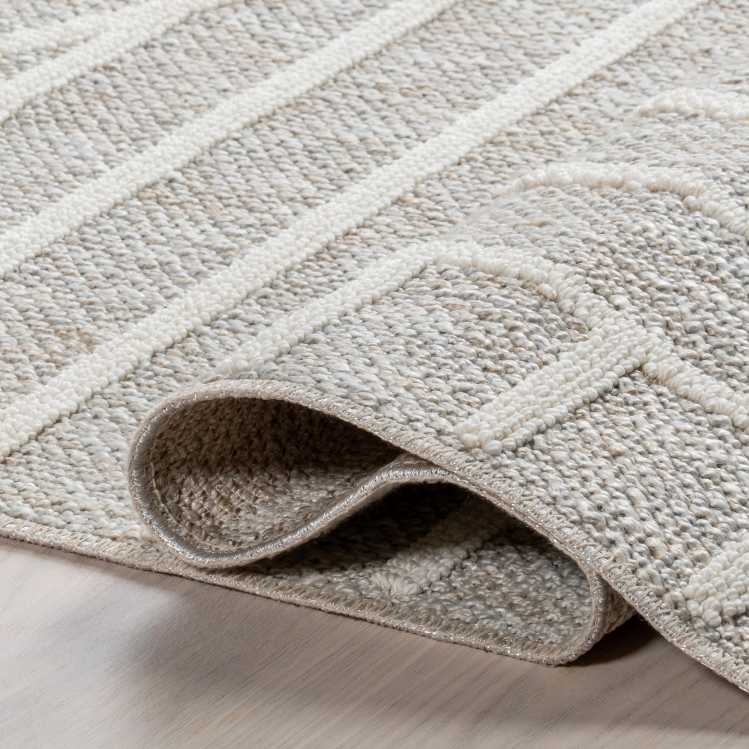 Althea Geometric Arc Washable Rug | Light Grey - Image 8