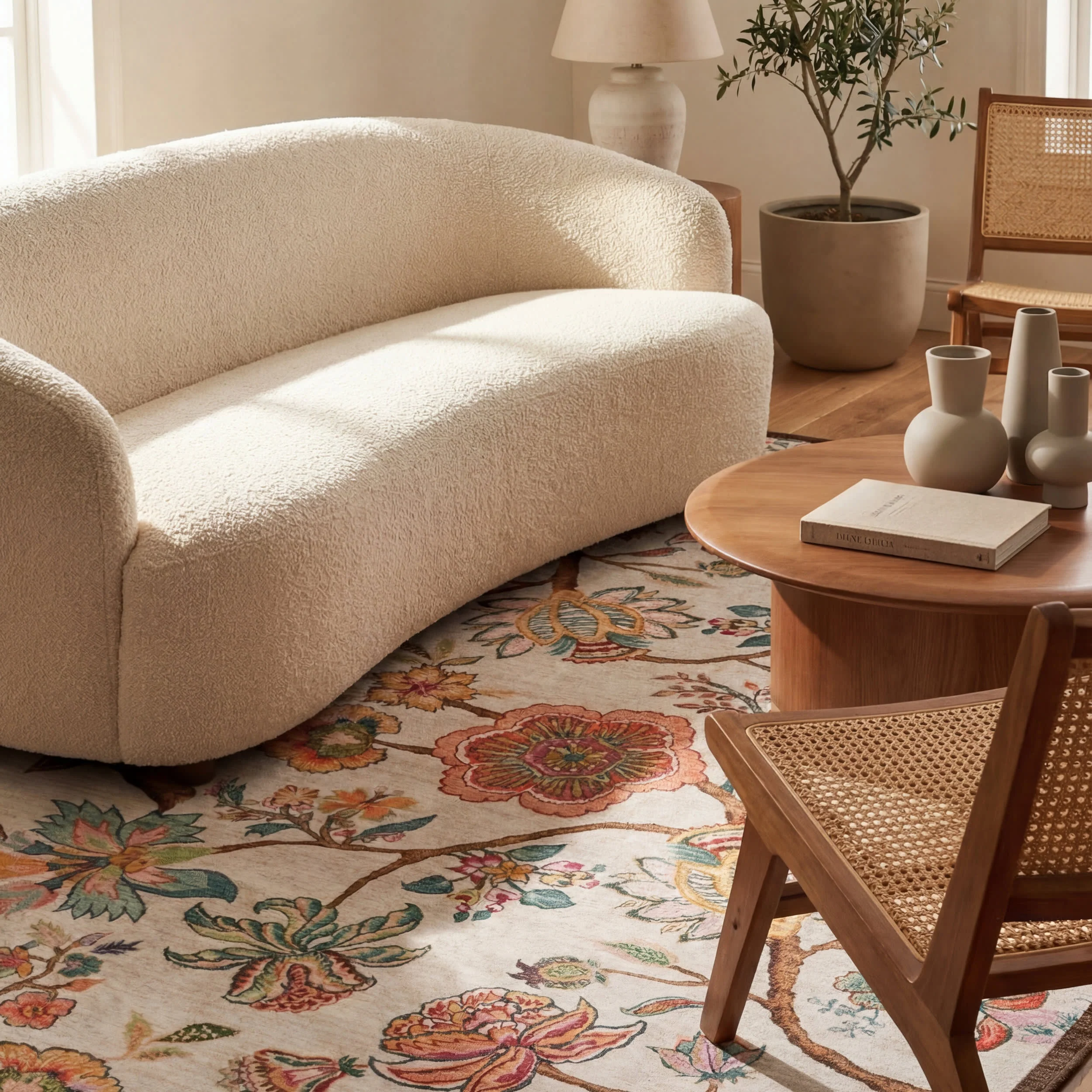 Amaia Floral Washable Rug | Multicolor - Image 5