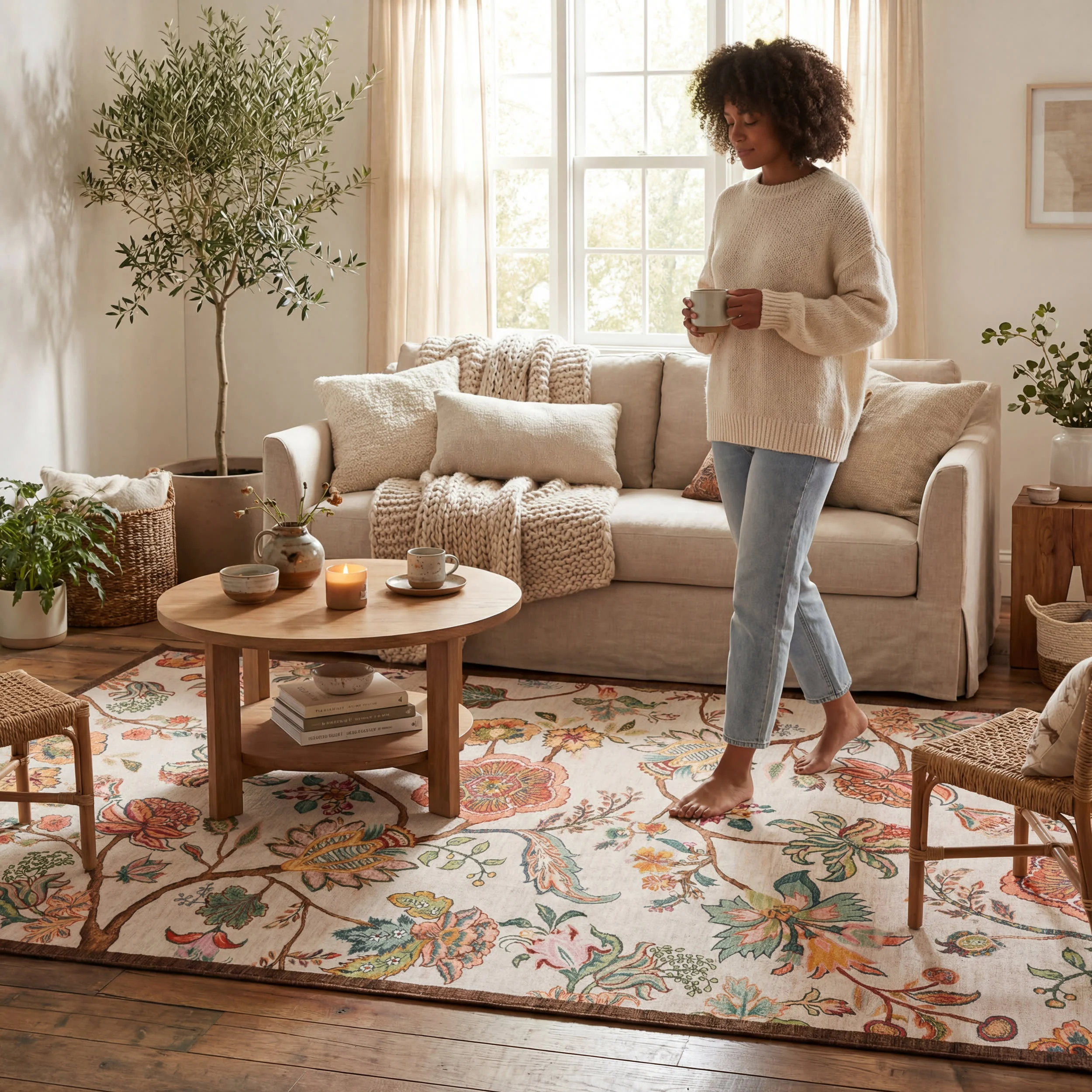Amaia Floral Washable Rug | Multicolor - Image 9