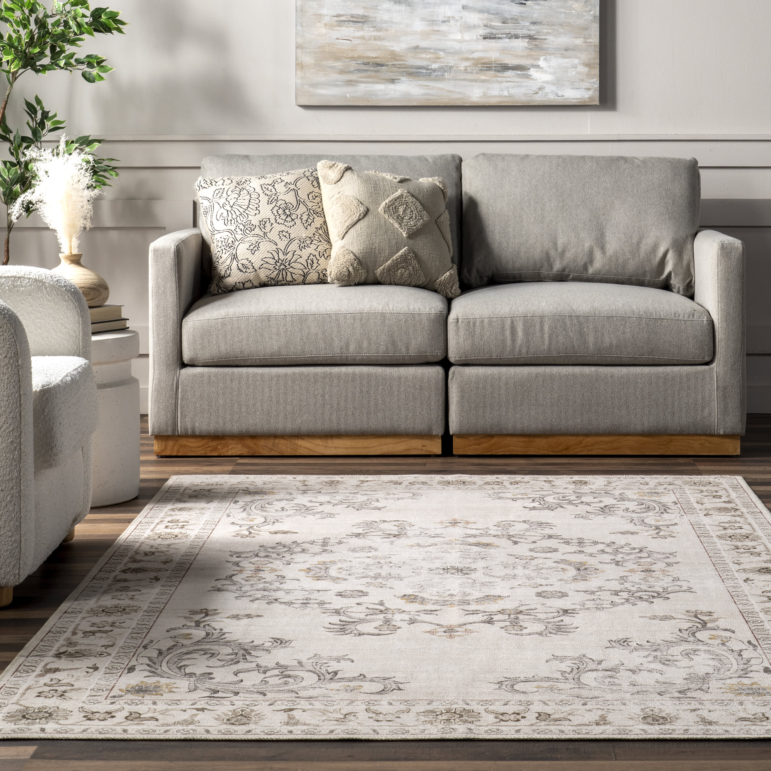Amalea Medallion Washable Rug | Beige - Image 4