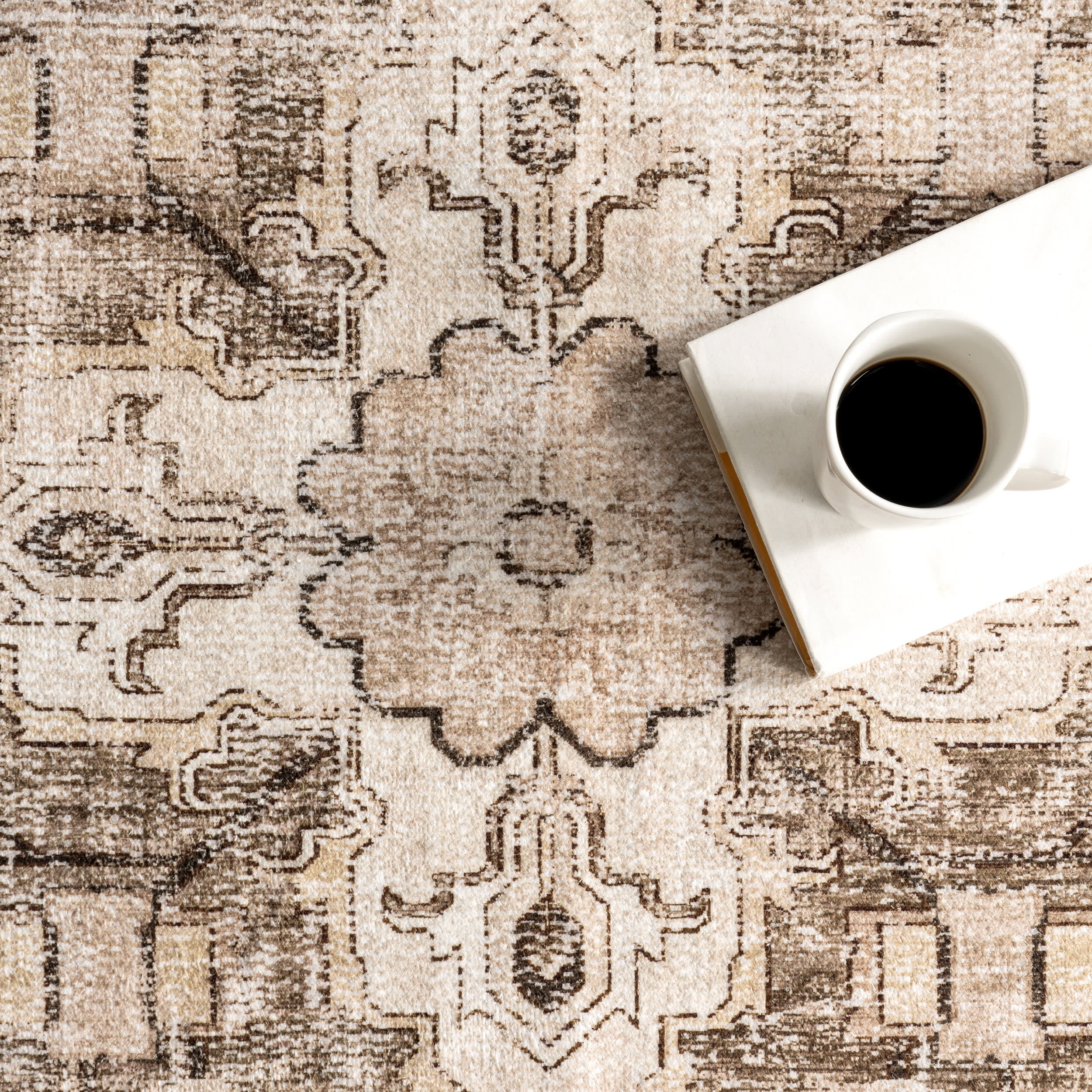 Amaryllis Medallion Washable Rug | Brown - Image 7