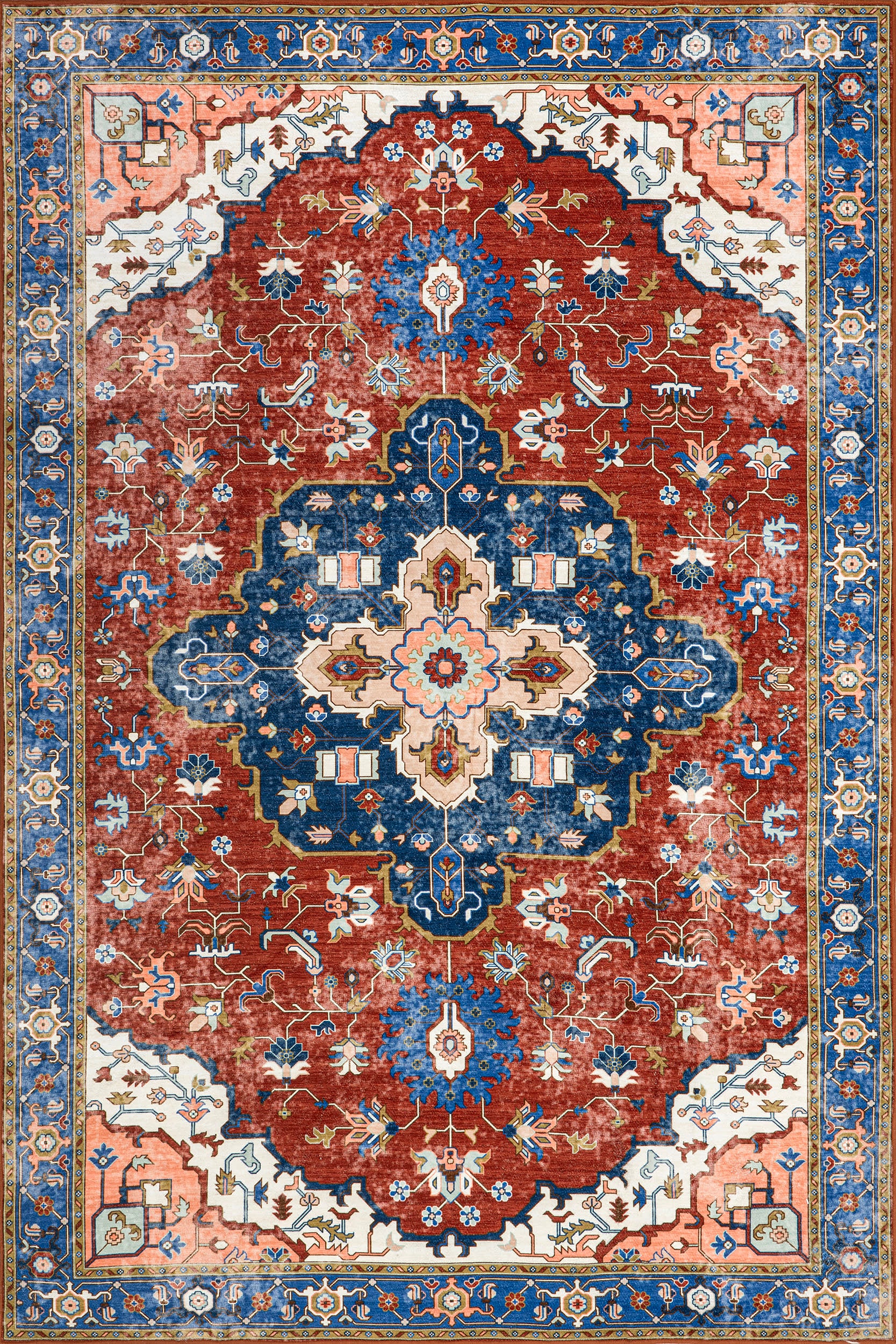 Amaryllis Medallion Washable Rug | Rust
