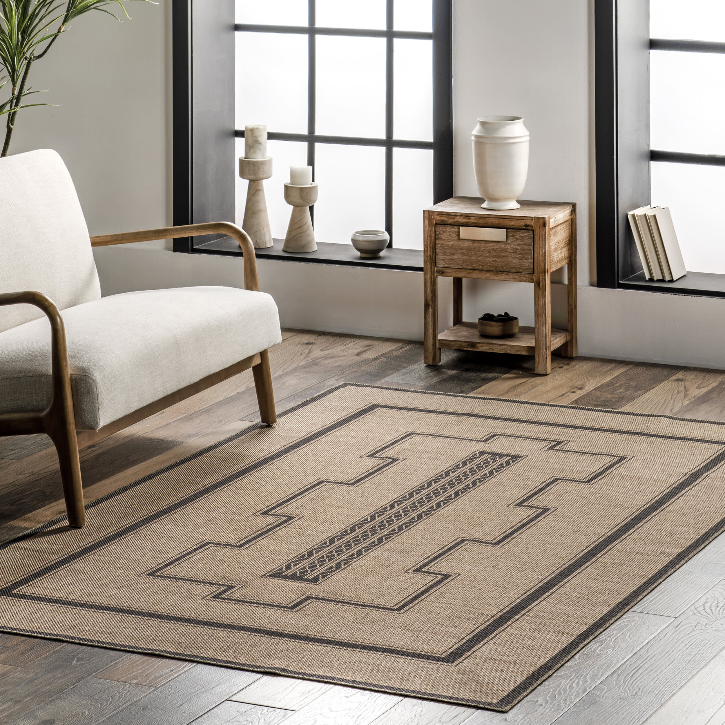 Amelina Easy-Jute Washable Southwestern Rug | Brown - Image 2