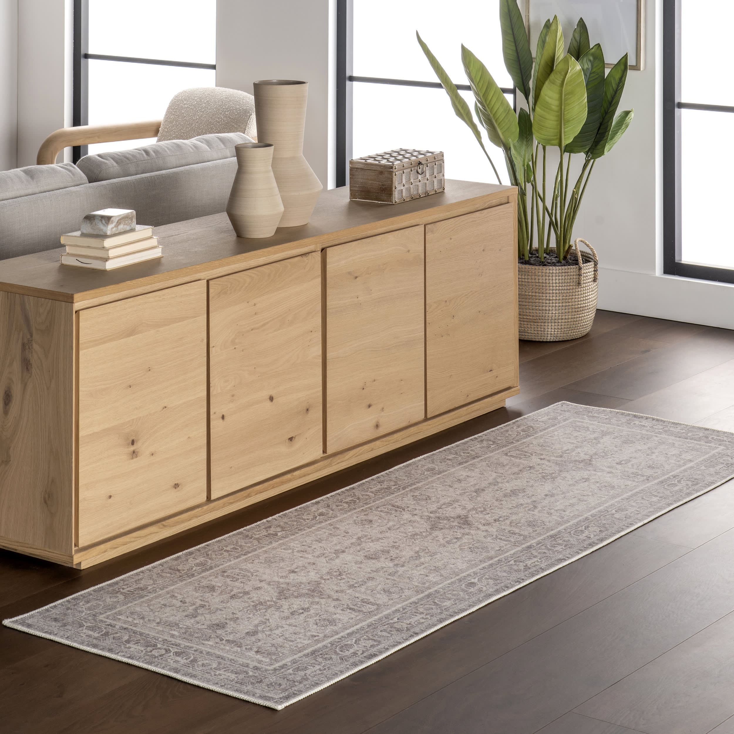 Ana Medallion Washable Rug | Beige - Image 2