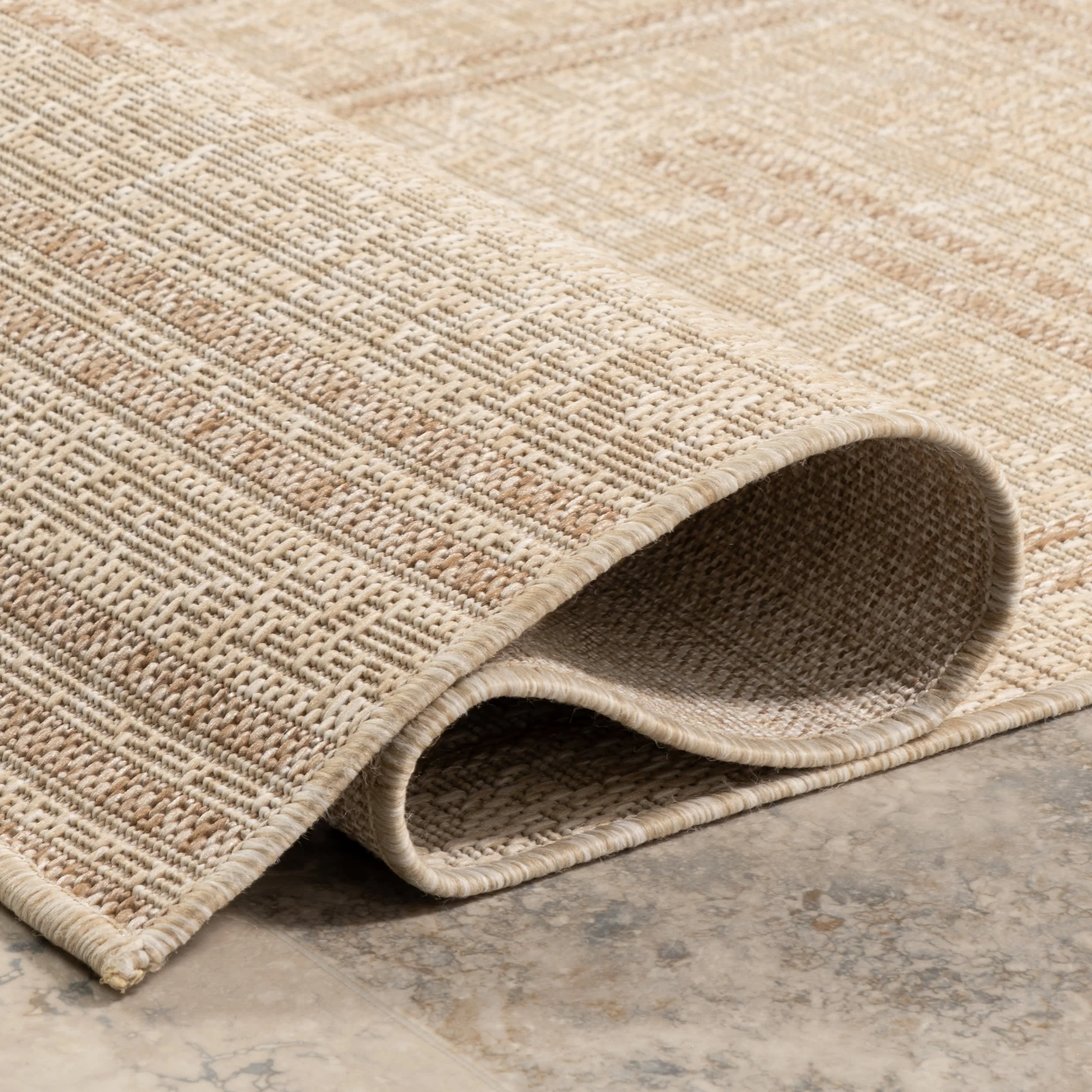 Anaya Perpendicular Lines Indoor/Outdoor Rug | Light Beige - Image 10