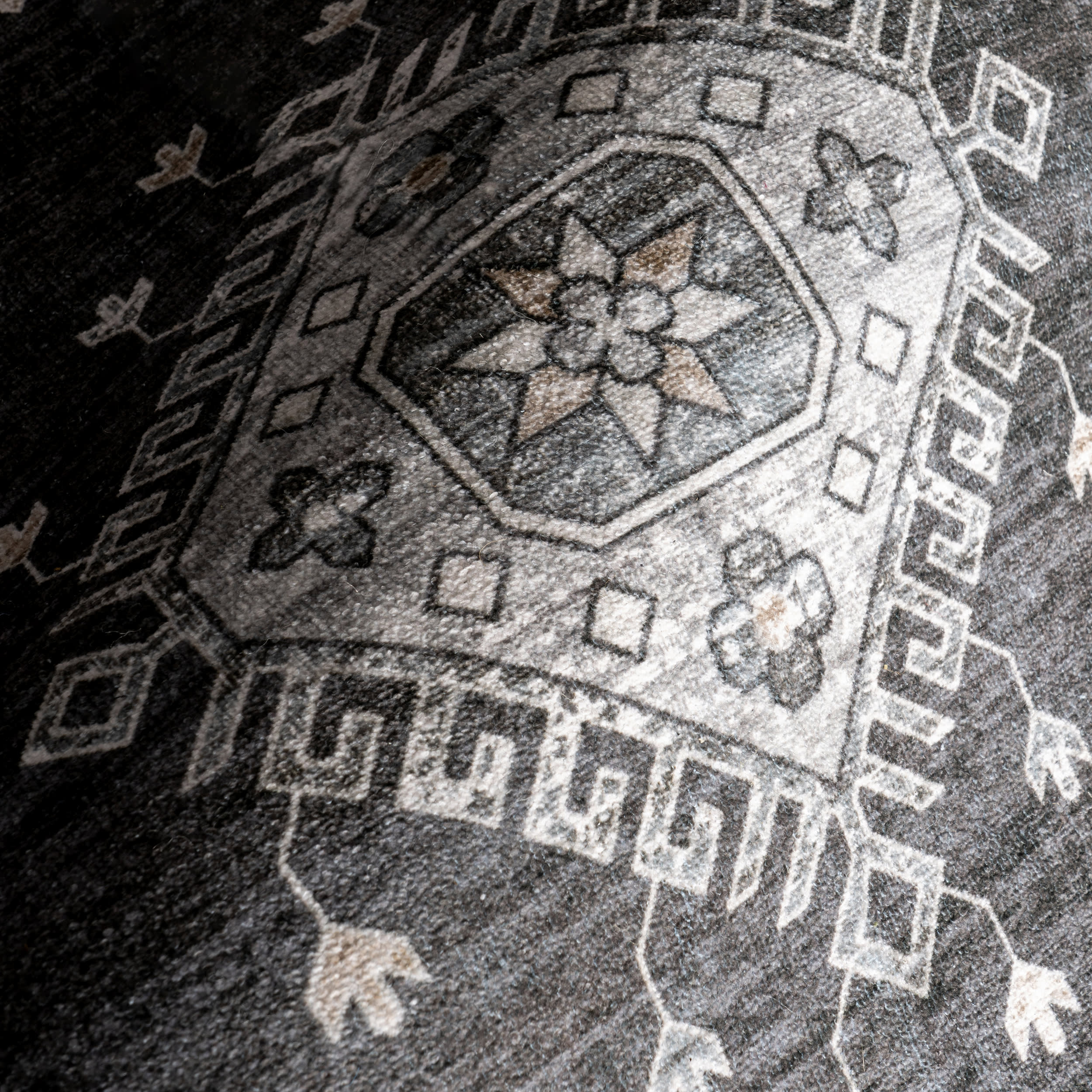 Andrea Bordered Washable Rug | Charcoal - Image 3