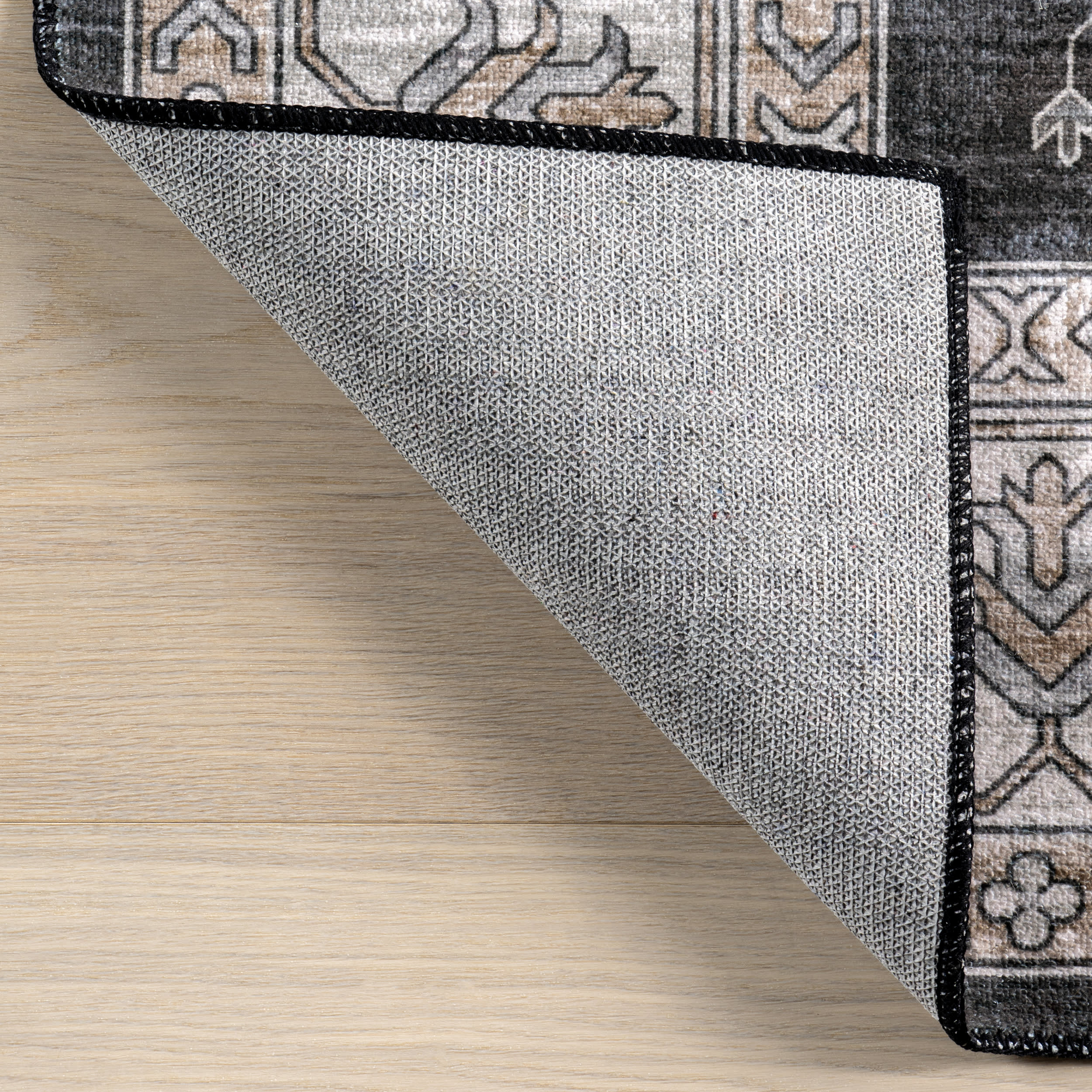 Andrea Bordered Washable Rug | Charcoal - Image 7