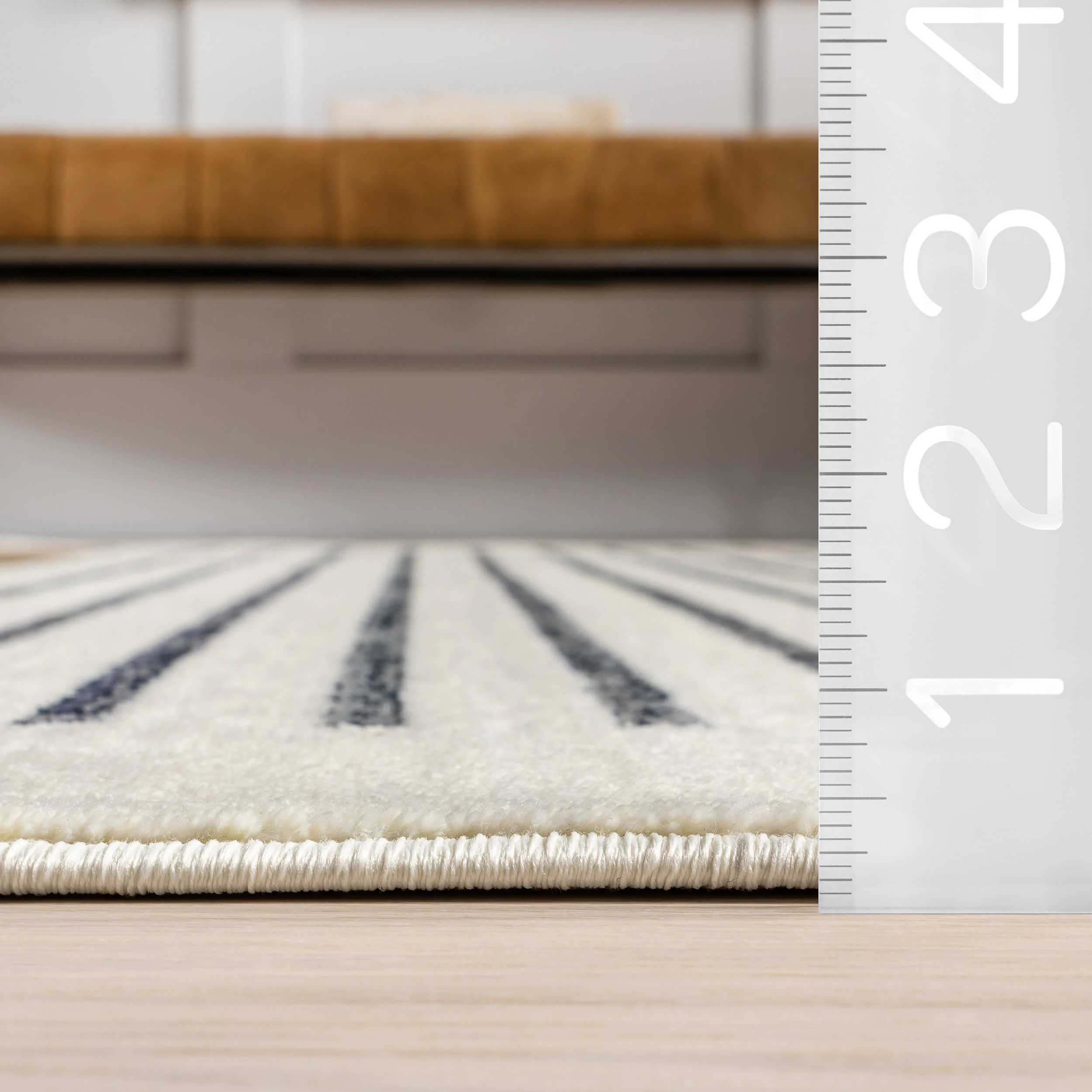 Anette Block Striped Rug | Beige - Image 5