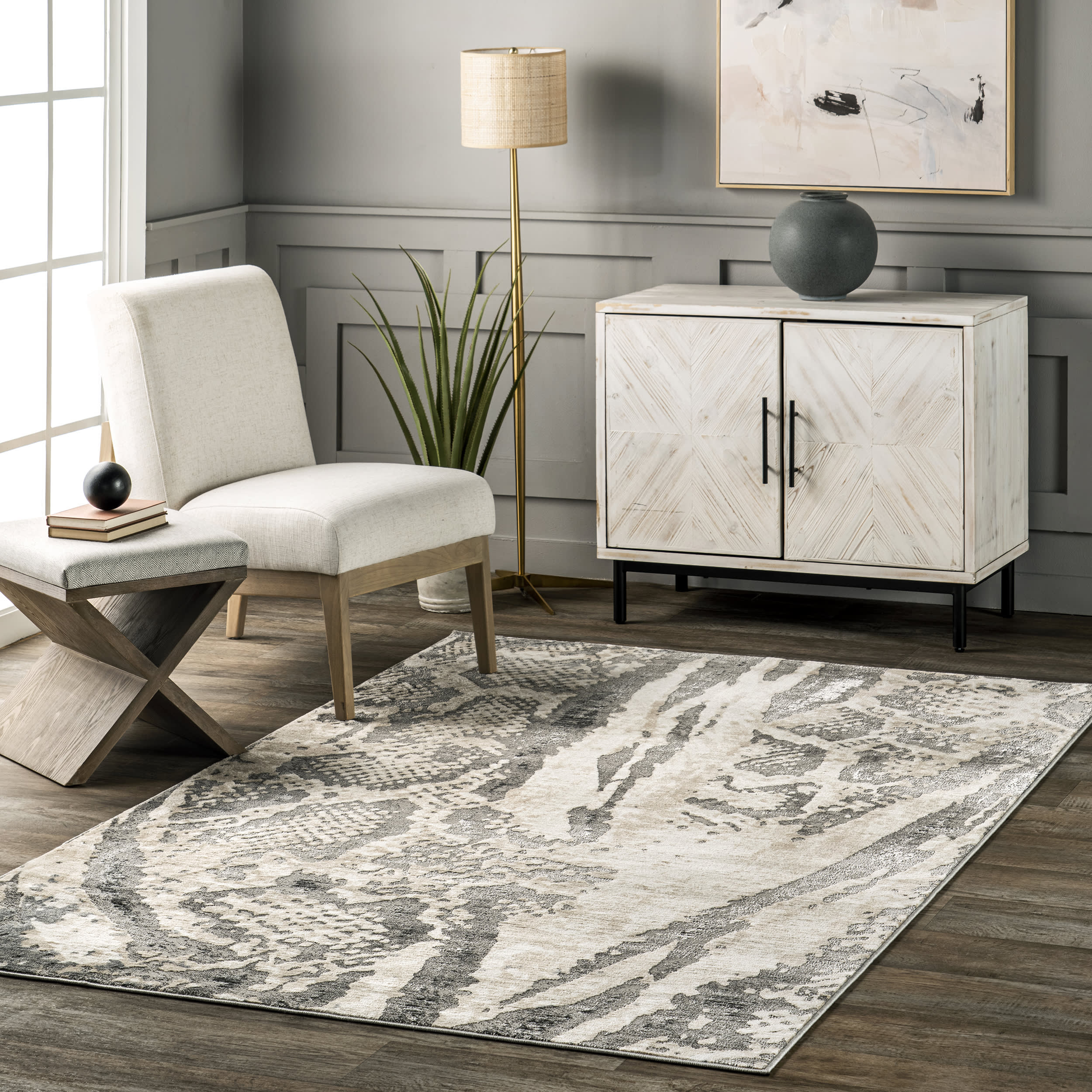 Angelica Abstract Snakeskin Rug | Beige - Image 2