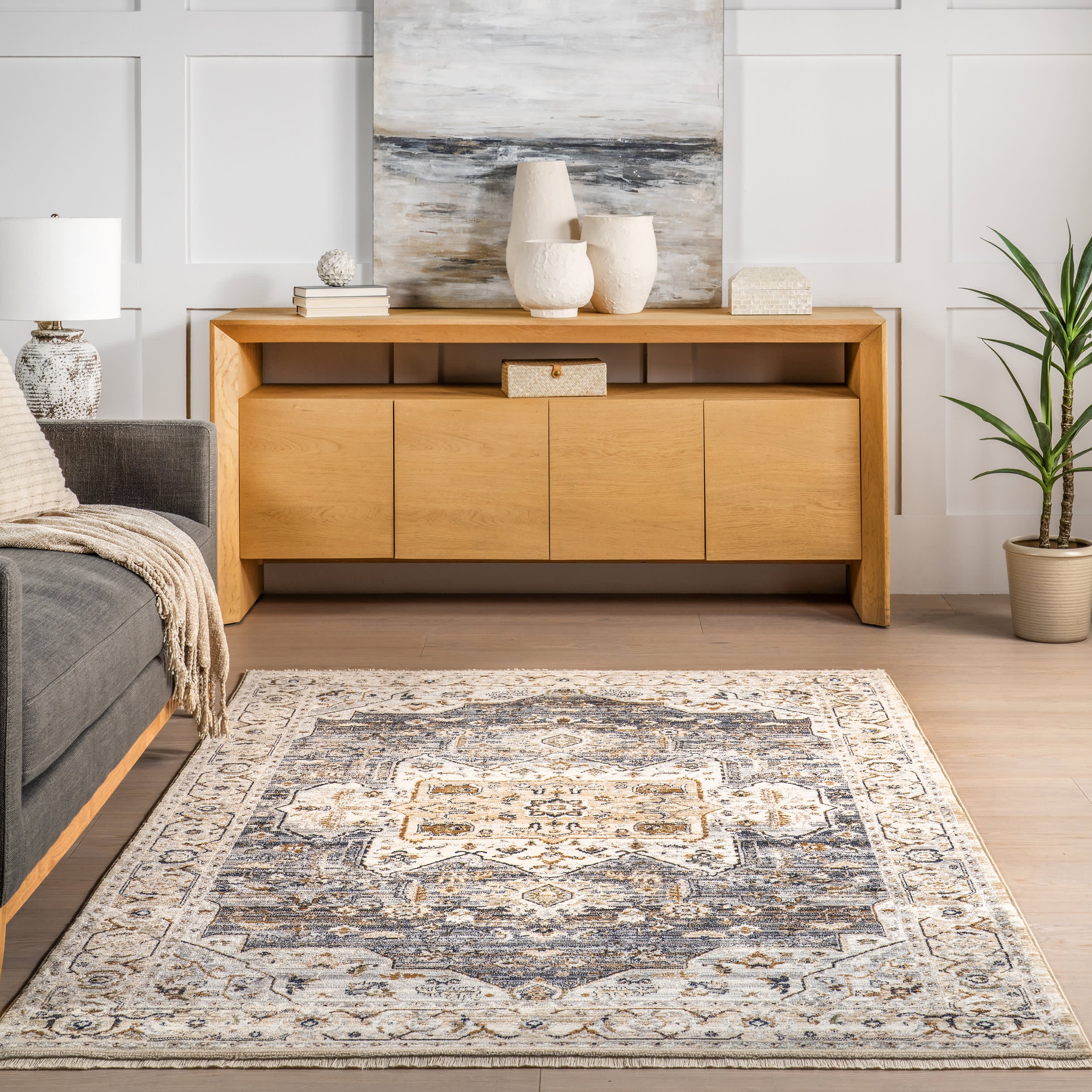 Angelique Vintage Medallion Rug | Light Blue - Image 4
