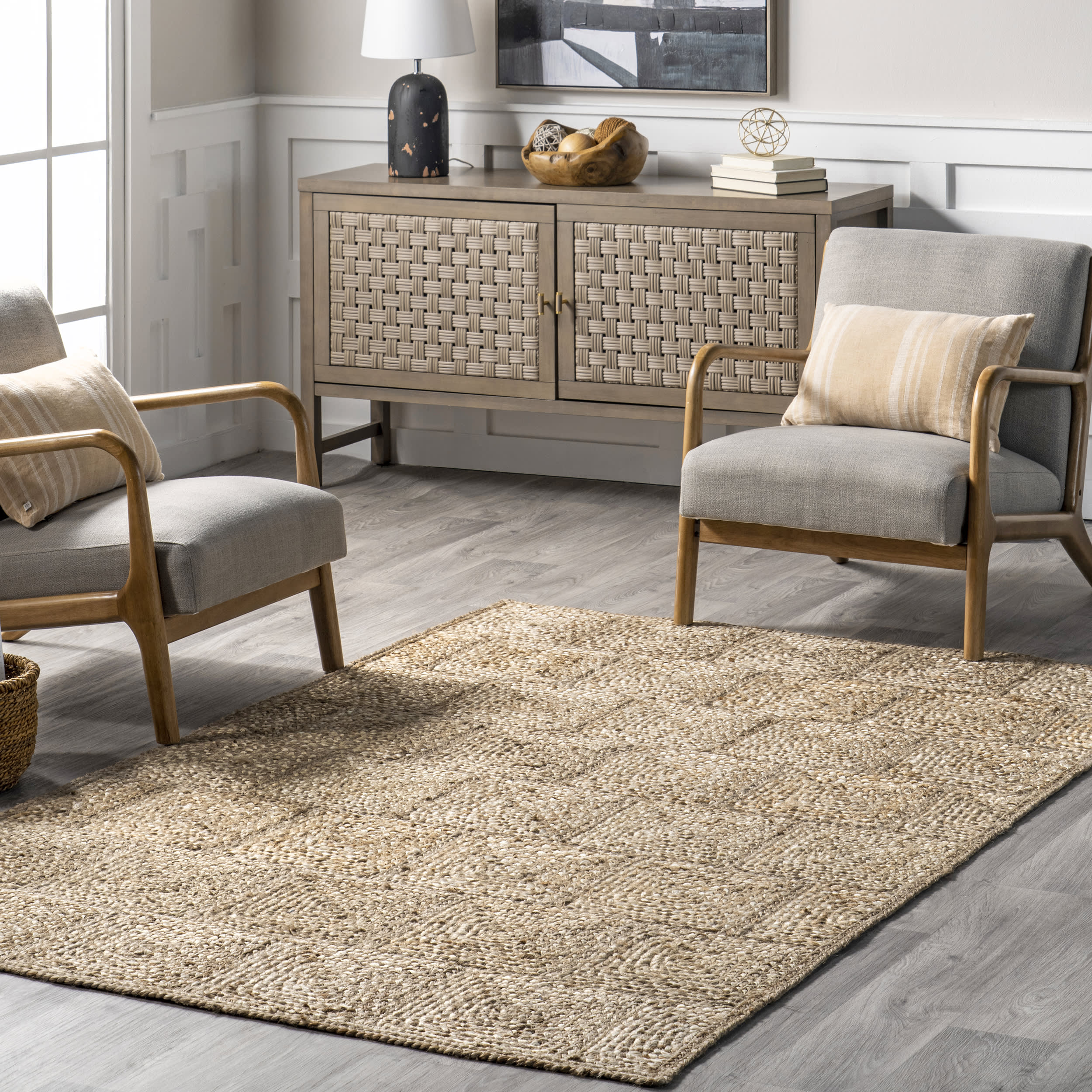 Annabella Jute Tiled Rug | Natural - Image 2
