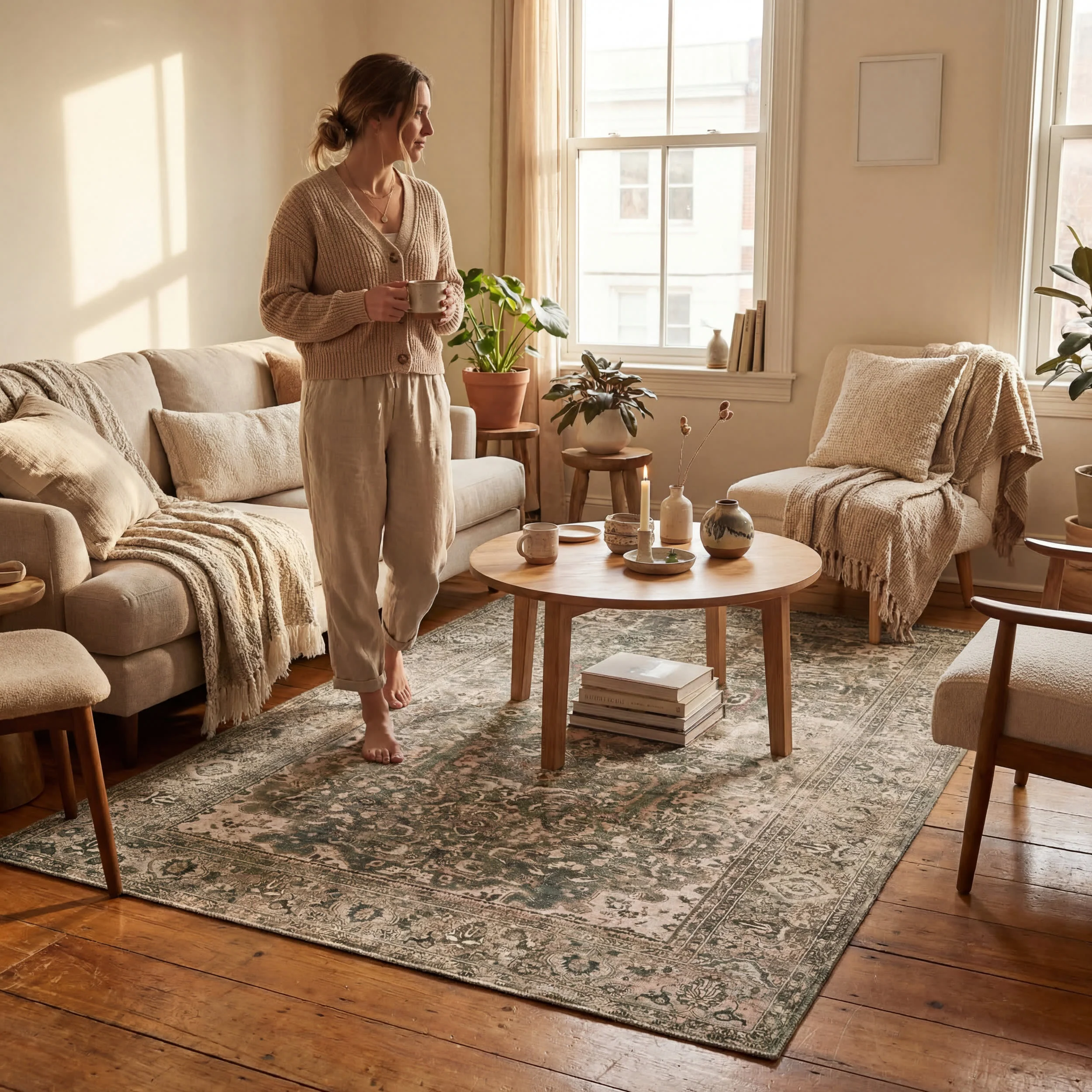 Annelore Antiqued Jute-Blend Rug | Sage - Image 8