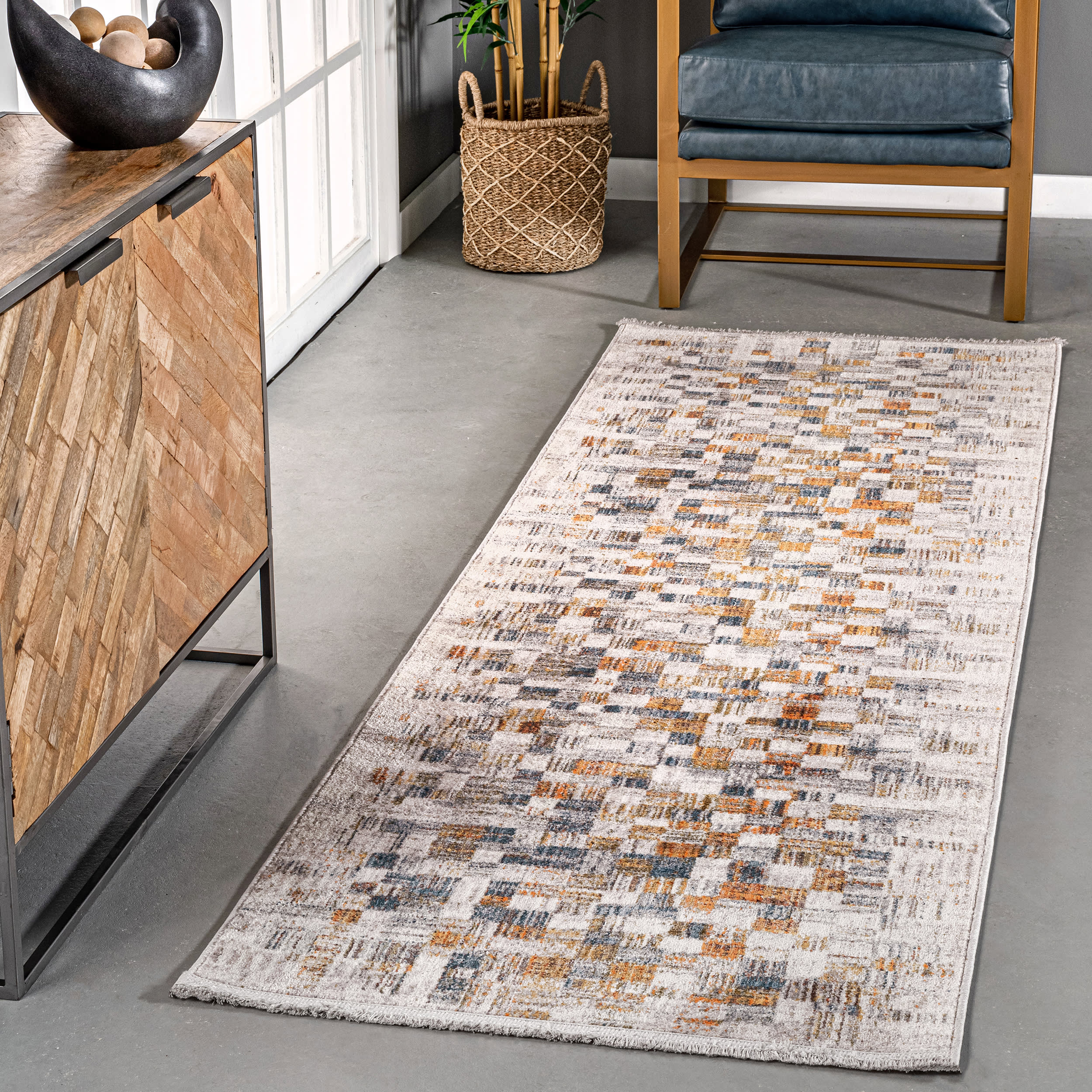 Annika Abstract Checkered Rug | Beige - Image 2