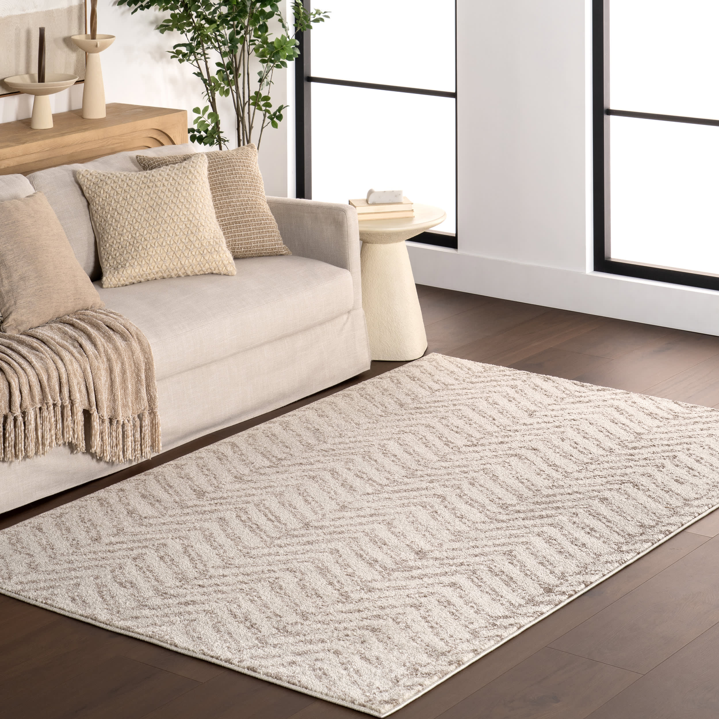 Antique Chevron Rug | Beige - Image 2