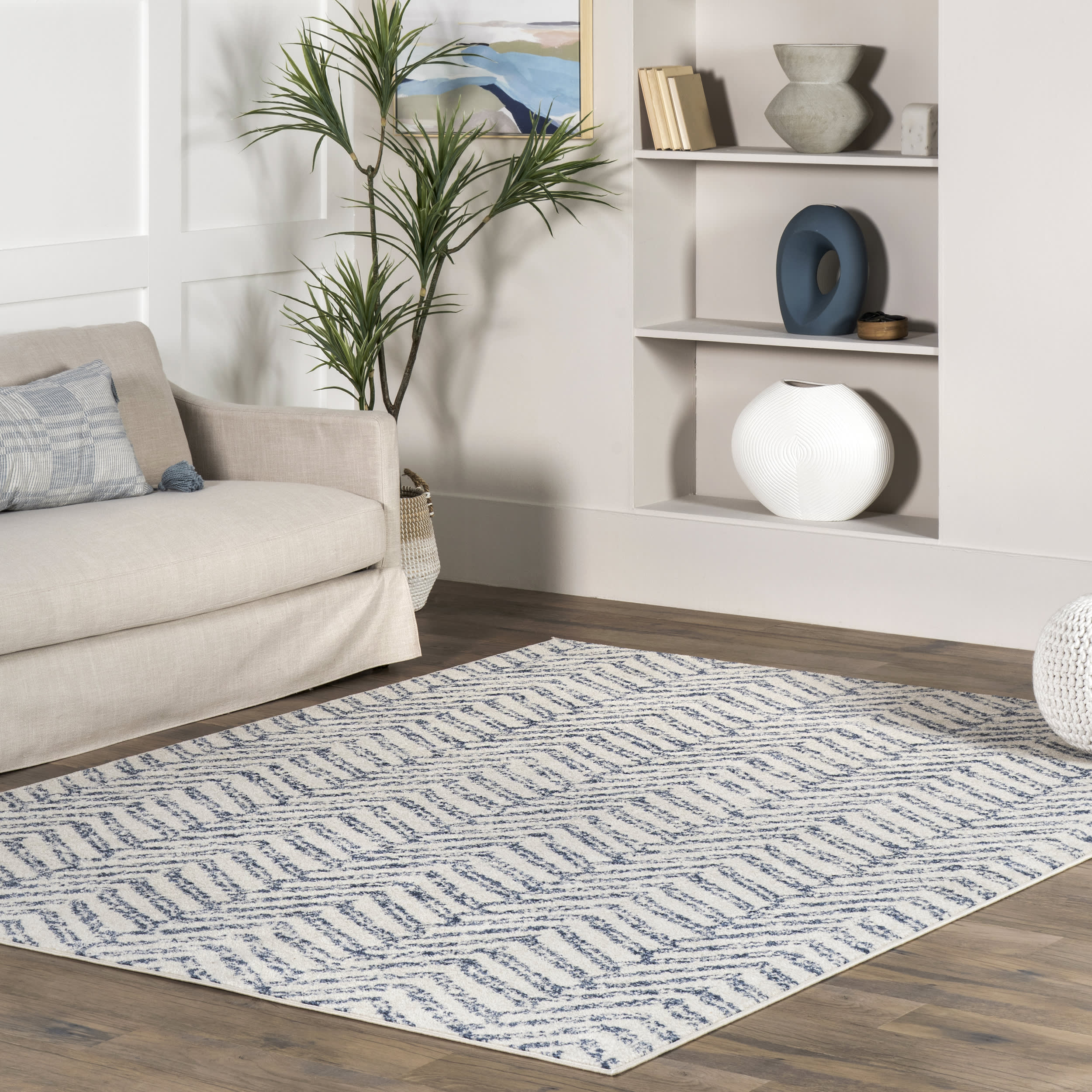 Antique Chevron Rug | Blue - Image 2