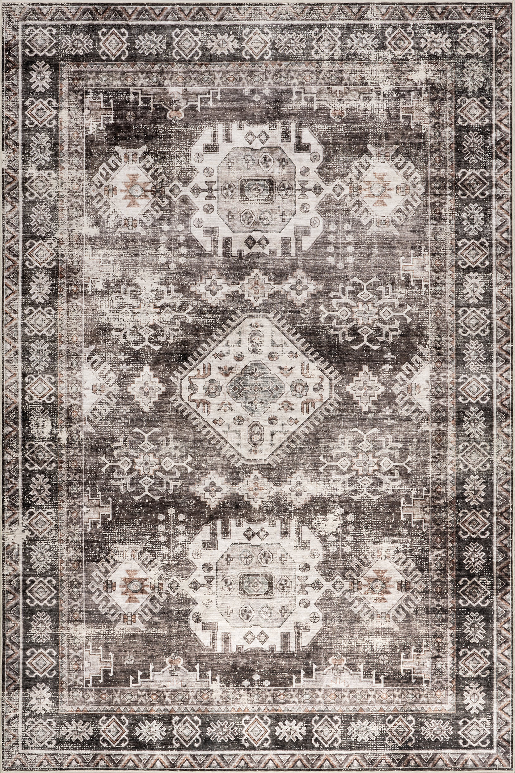 Antoinette Spill Proof Washable Rug | Charcoal
