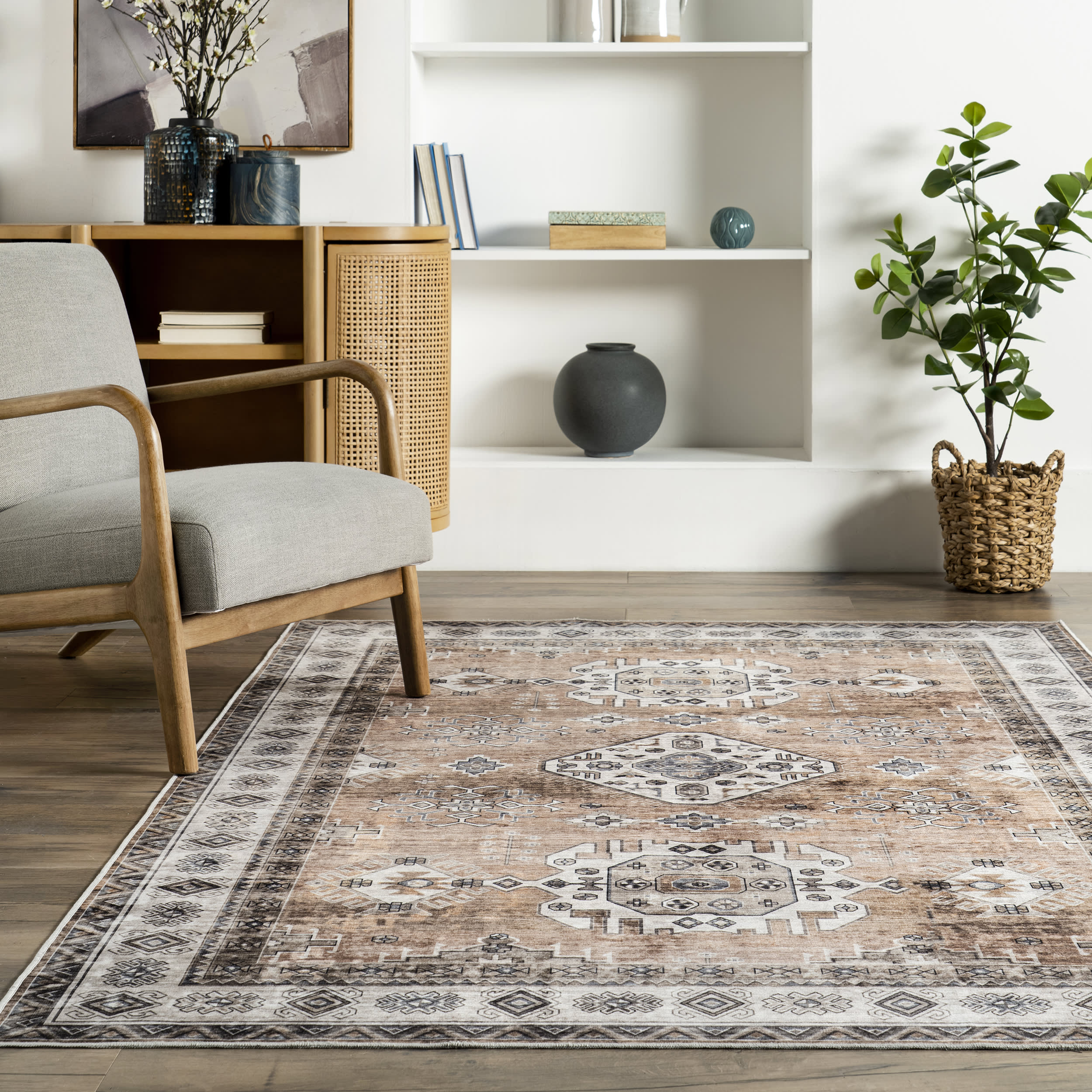 Antoinette Spill Proof Washable Rug | Light Orange - Image 4