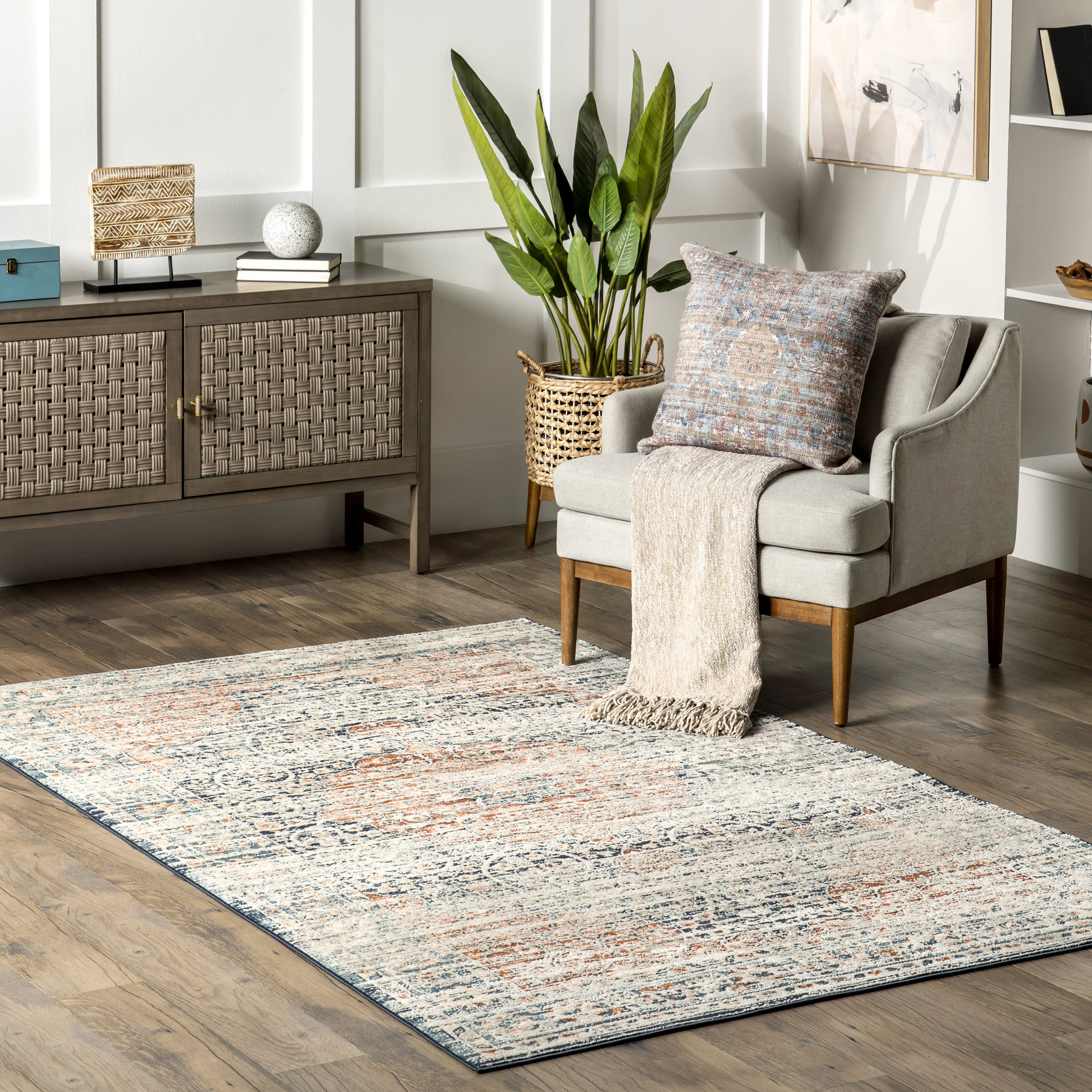 Antonia Vintage Medallion Rug | Beige - Image 2