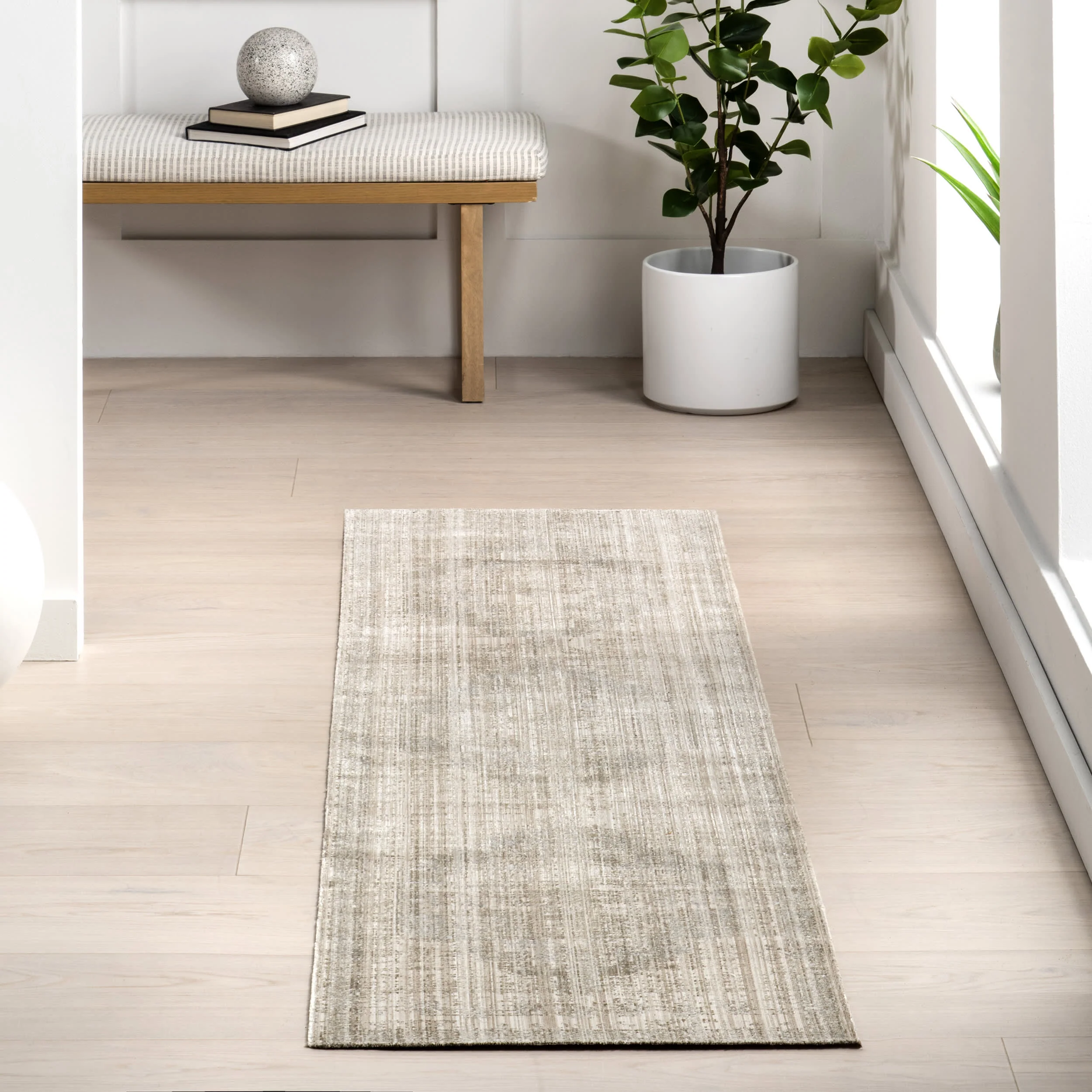 Anzlie Faded Washable Indoor/Outdoor Rug | Beige - Image 2