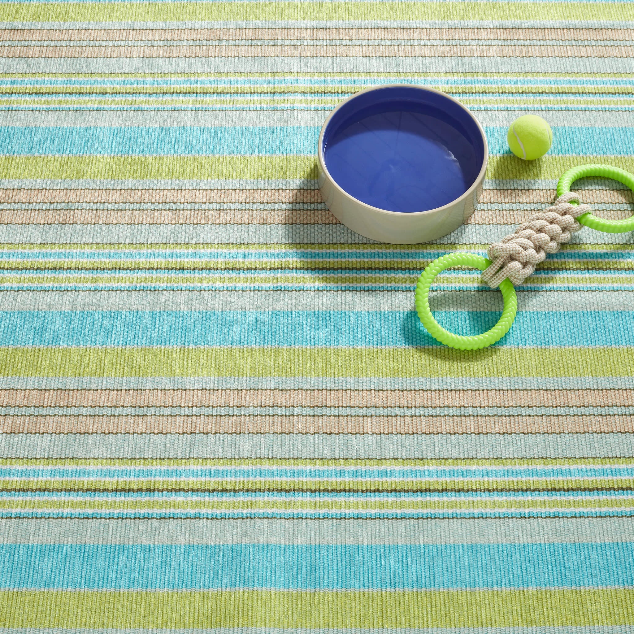 Aquinnah Ticking Machine Washable Rug | Multi - Image 4