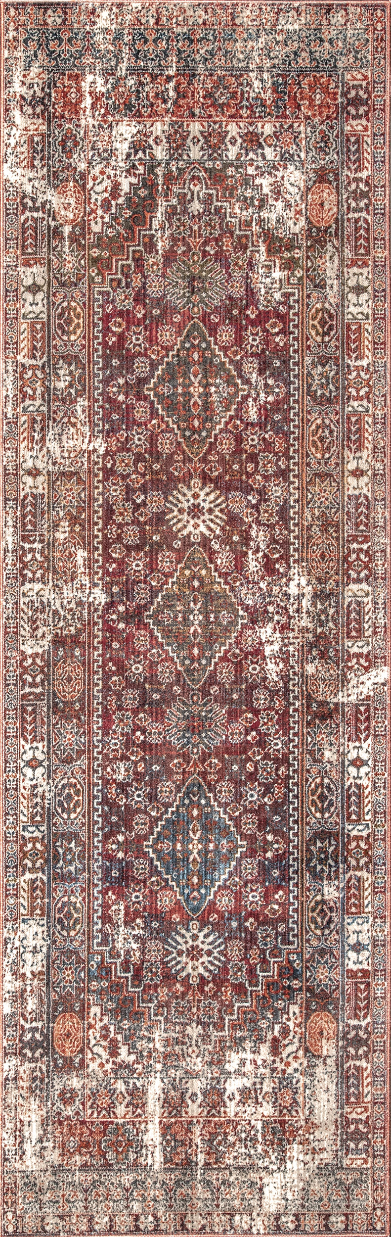 Archer Distressed Medallion Rug | Rust