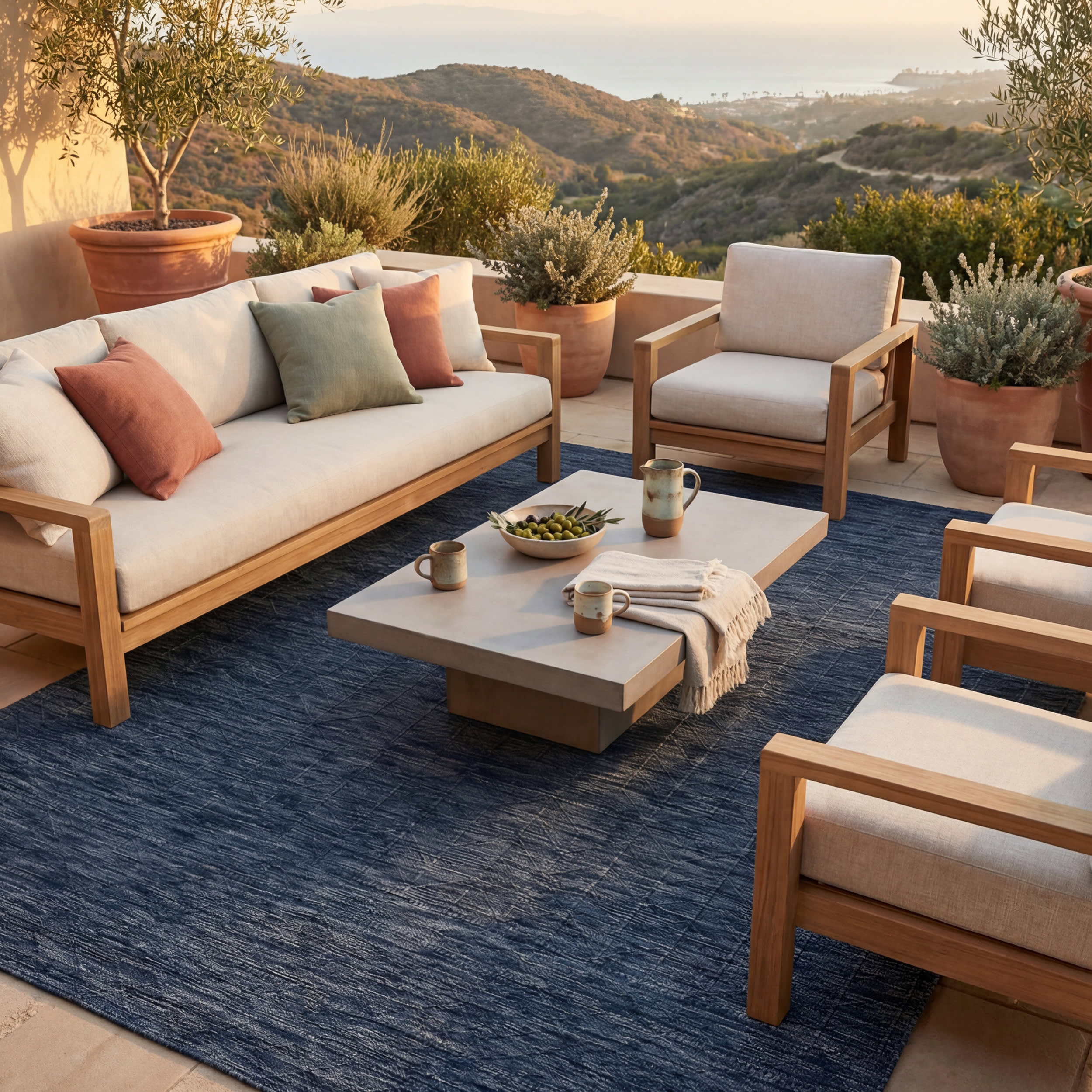 Ardena Modern Trellis Indoor/Outdoor Rug | Navy - Image 2