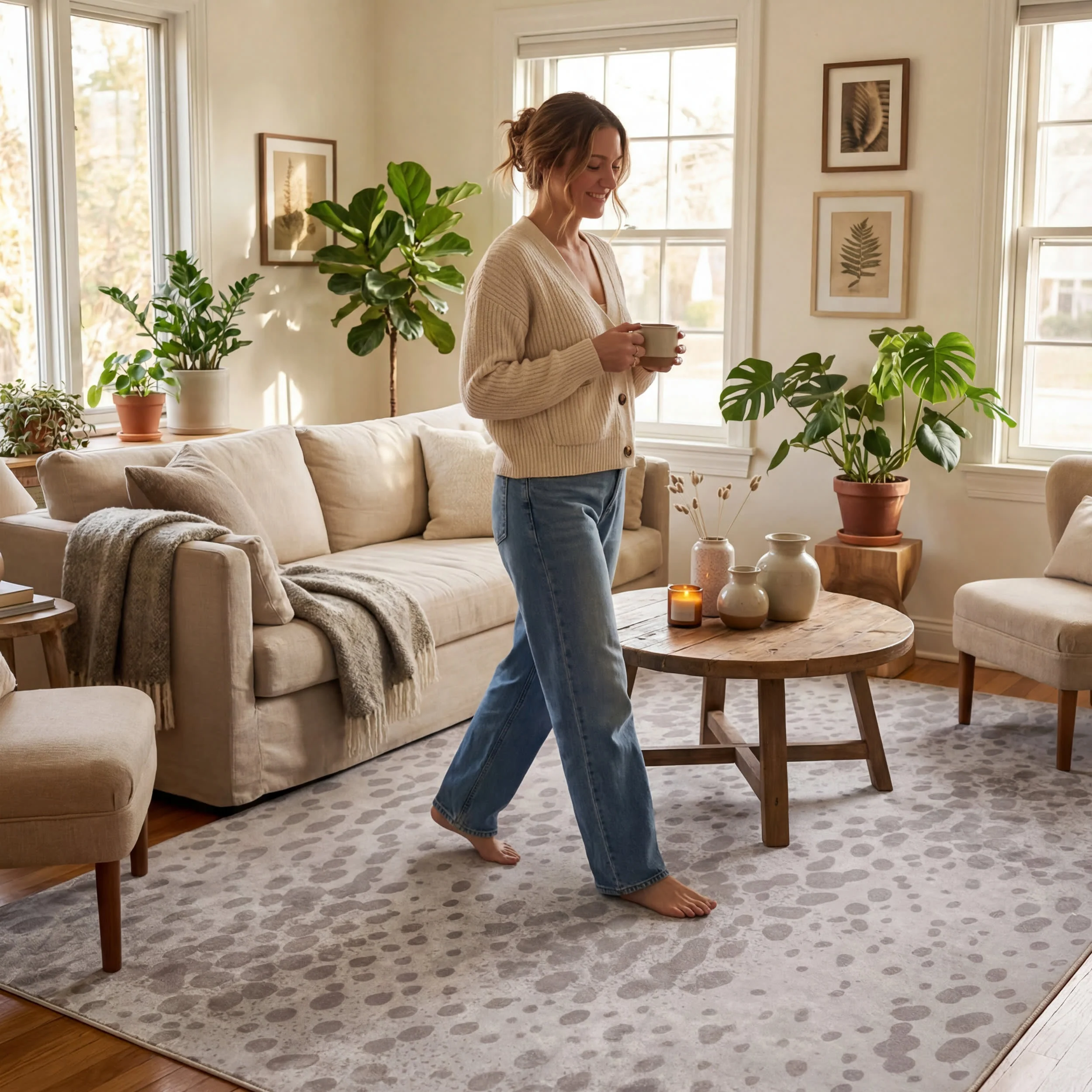 Aricela Modern Animal Print Washable Rug | Taupe - Image 9