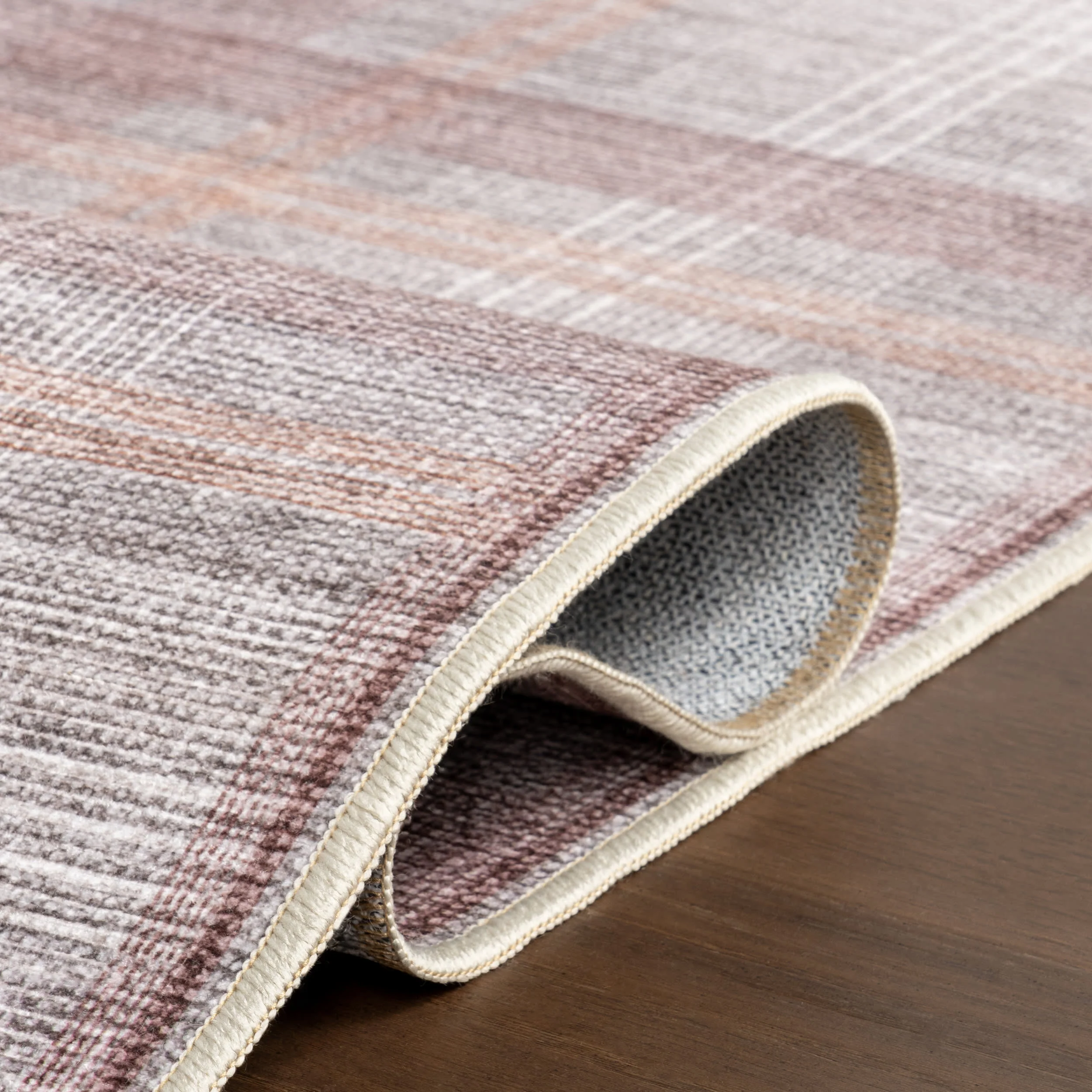 Arietty Plaid Spill Proof Washable Rug | Grey - Image 9