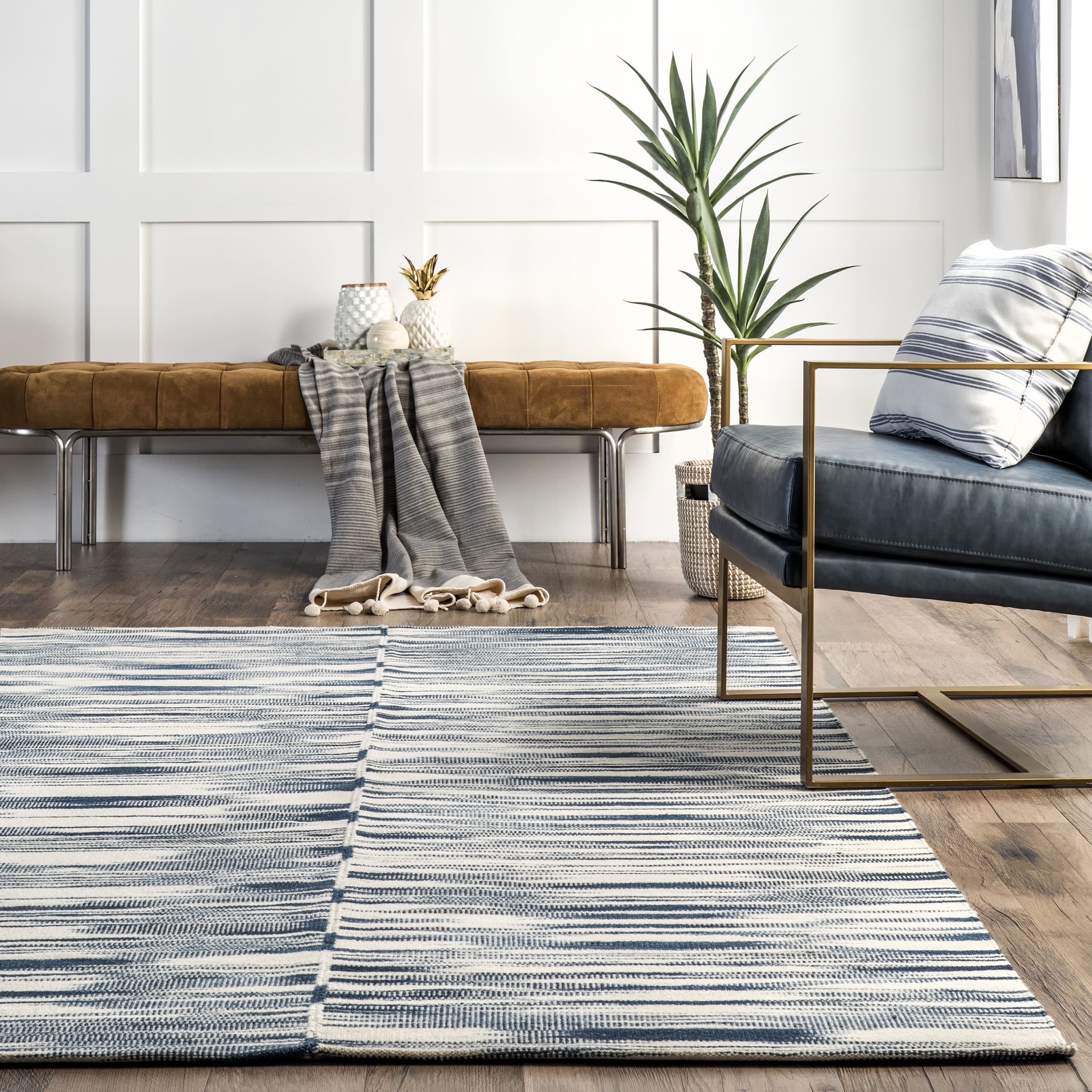 Arlette Wool-Blend Abstract Rug | Blue - Image 4