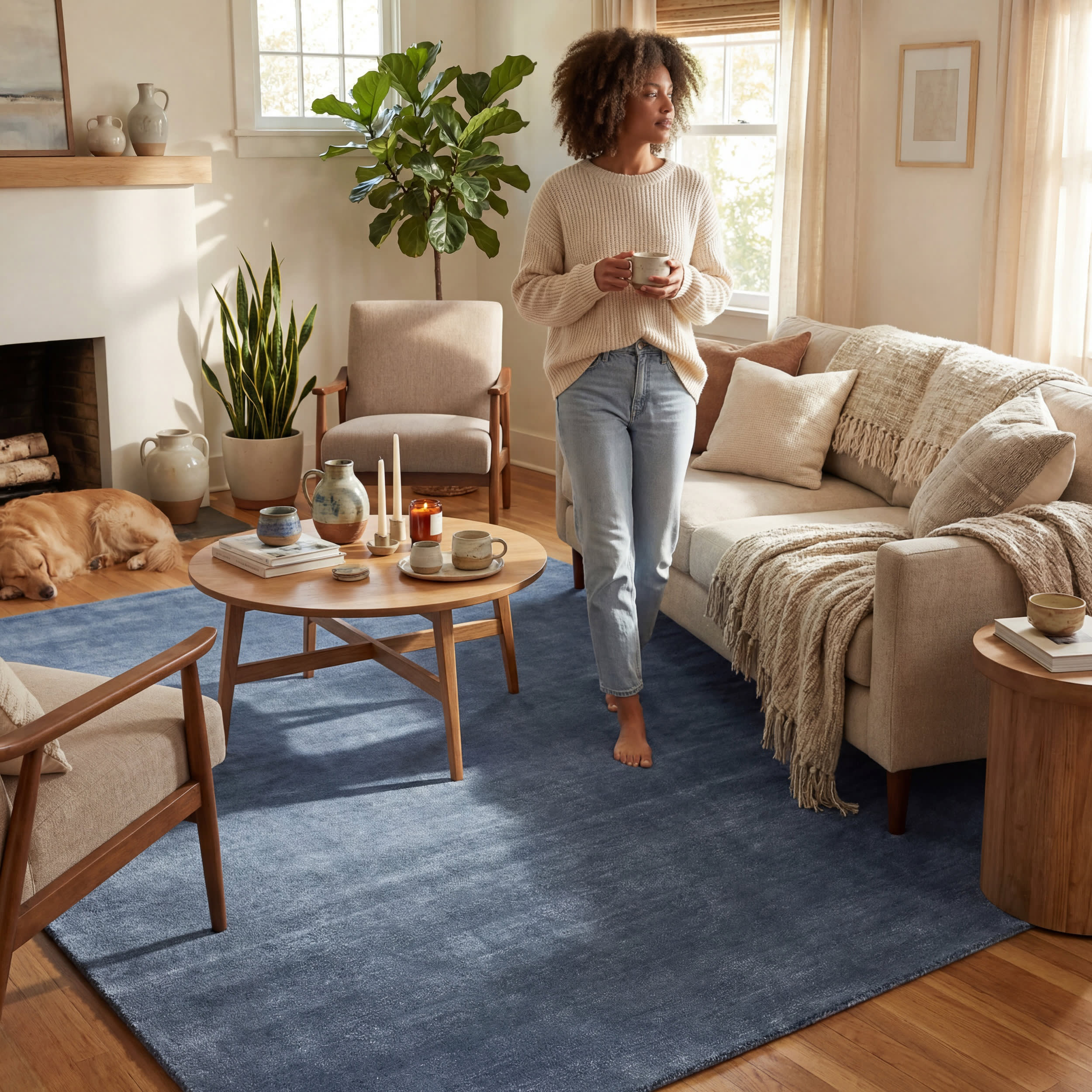 Speckled Wool-Blend Rug | Denim - Image 9