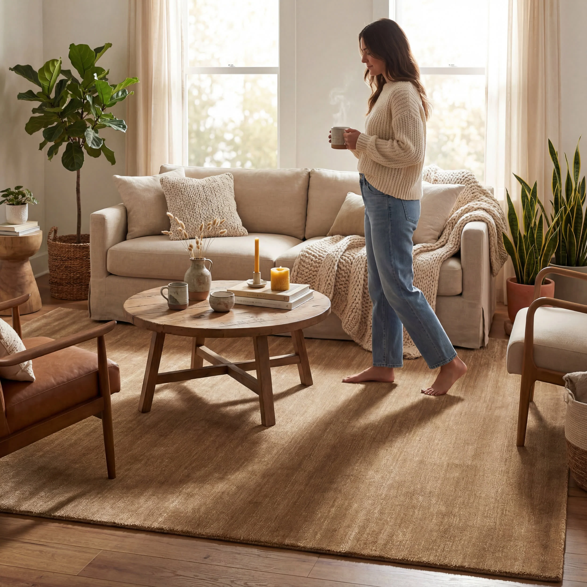 Speckled Wool-Blend Rug | Wheat - Image 9