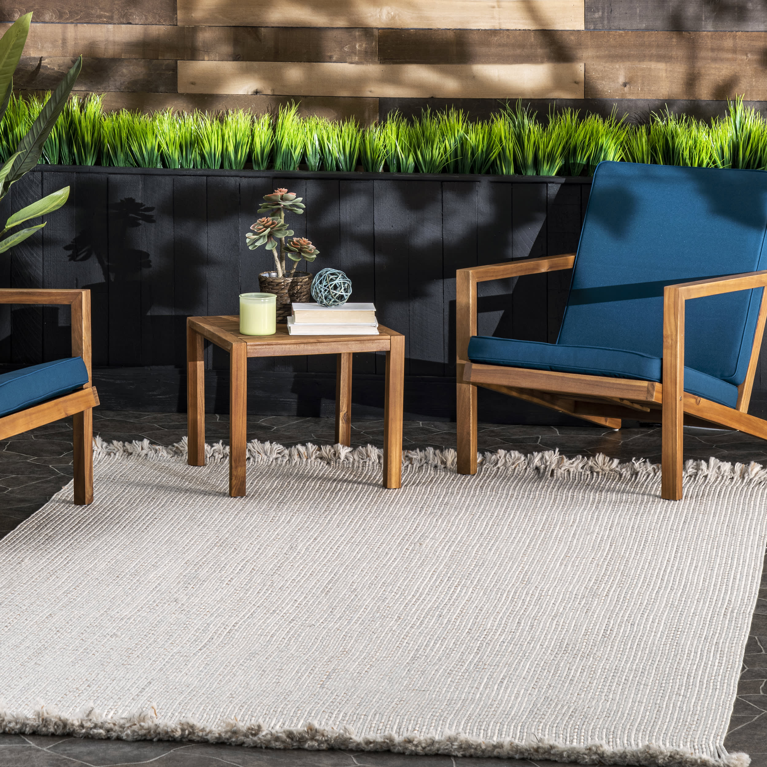 Ashen Braided Tassel Indoor/Outdoor Rug | Ivory - Image 2