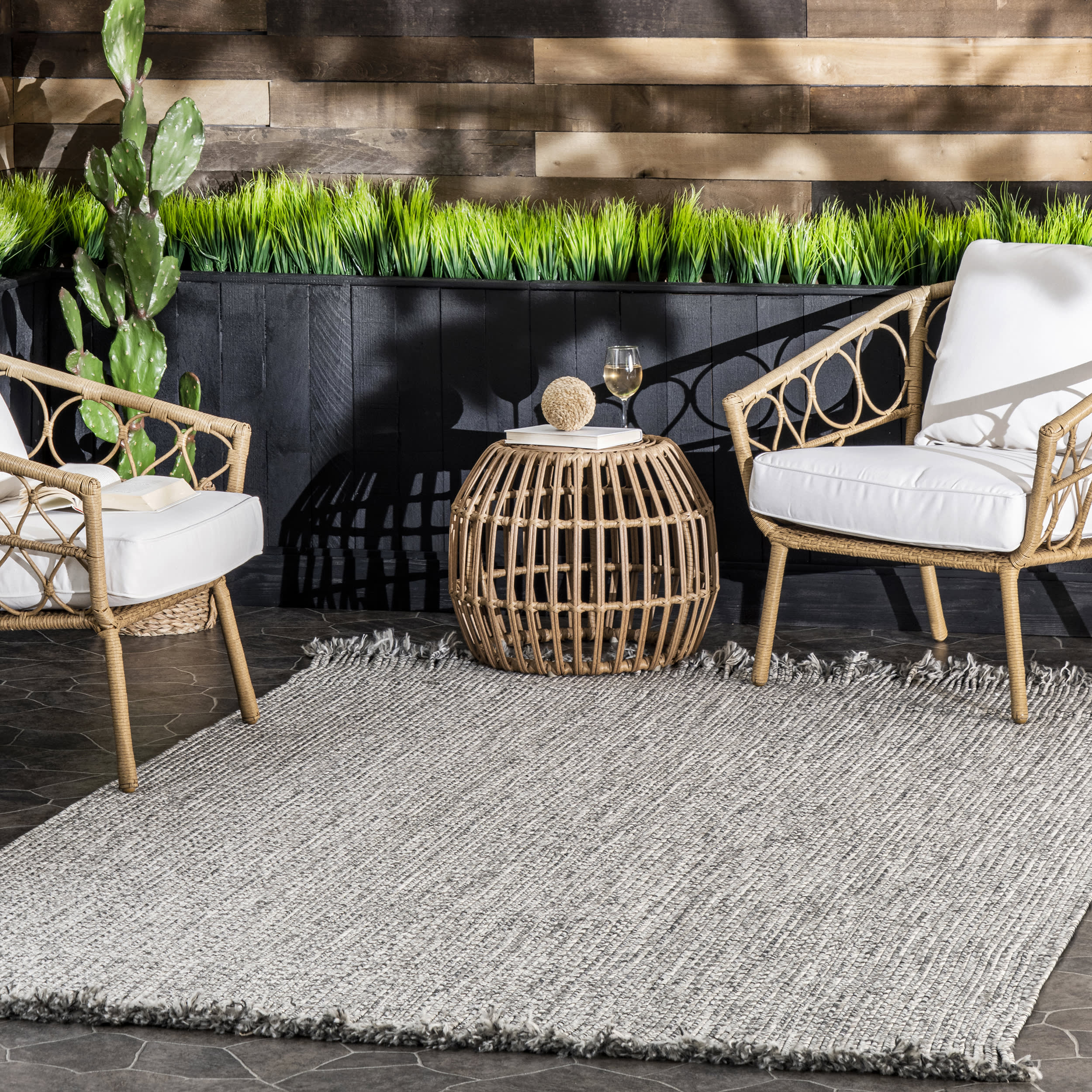 Ashen Braided Tassel Indoor/Outdoor Rug | Salt And Pepper - Image 2