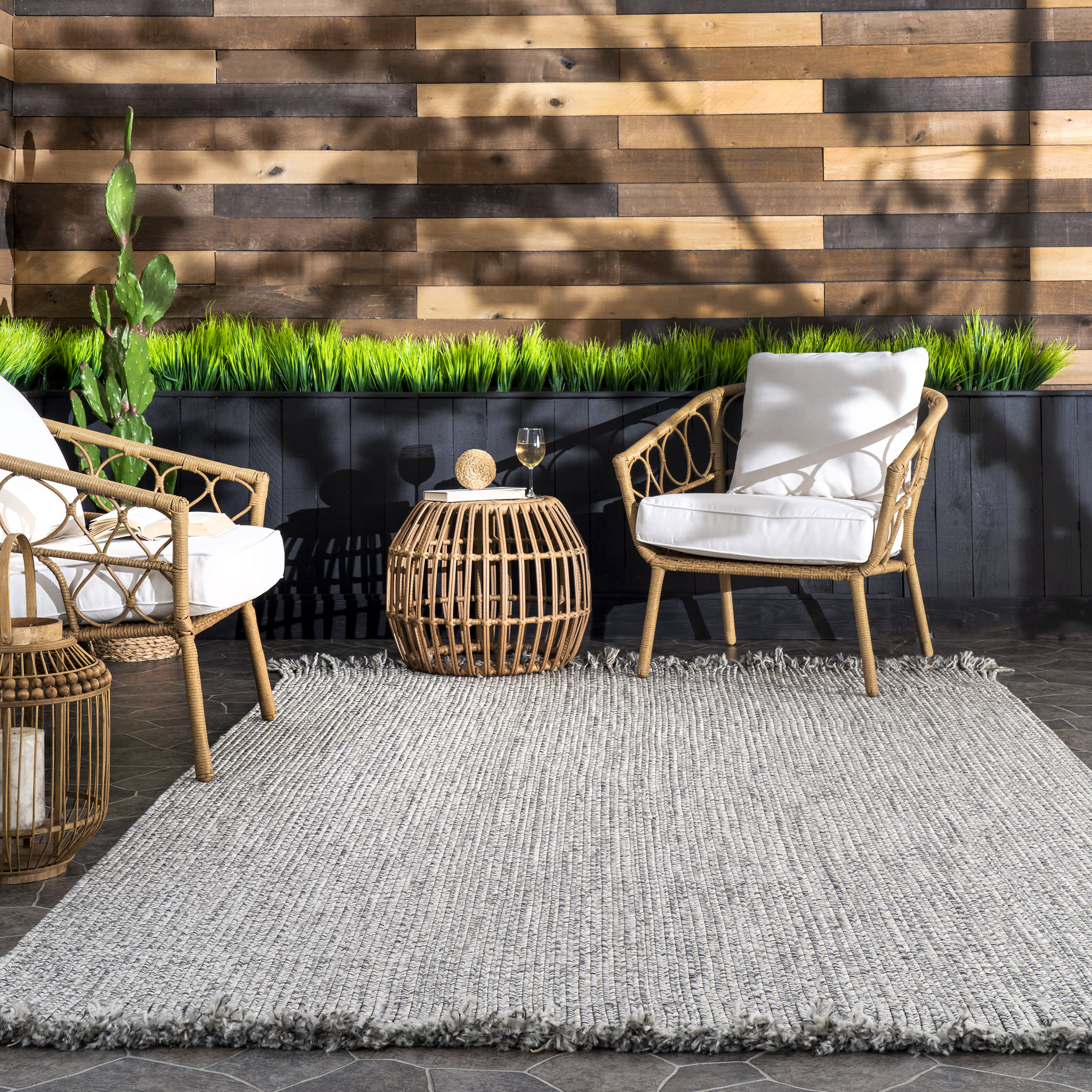 Ashen Braided Tassel Indoor/Outdoor Rug | Salt And Pepper - Image 4