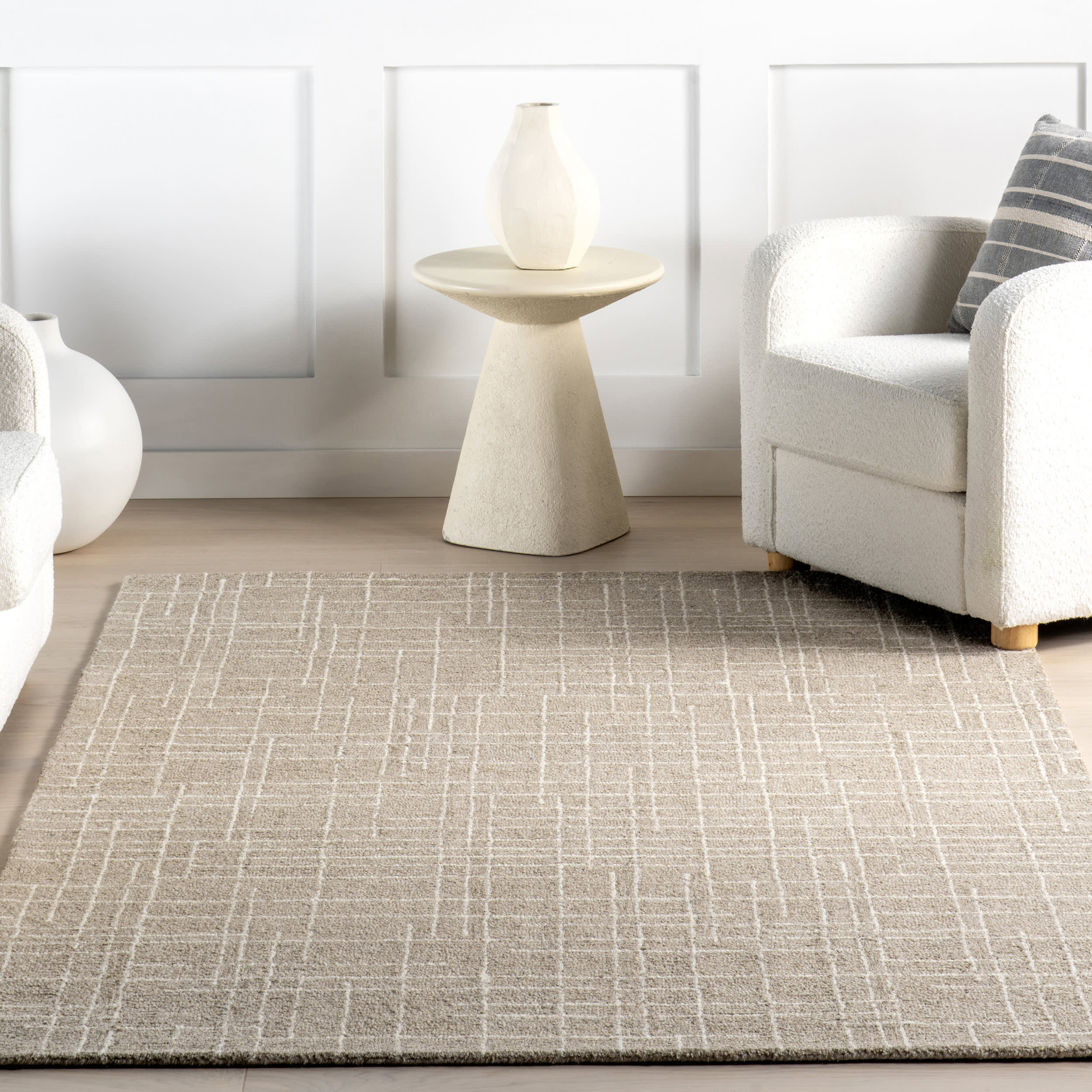 Aspyn Abstract Checked Rug | Sand - Image 5