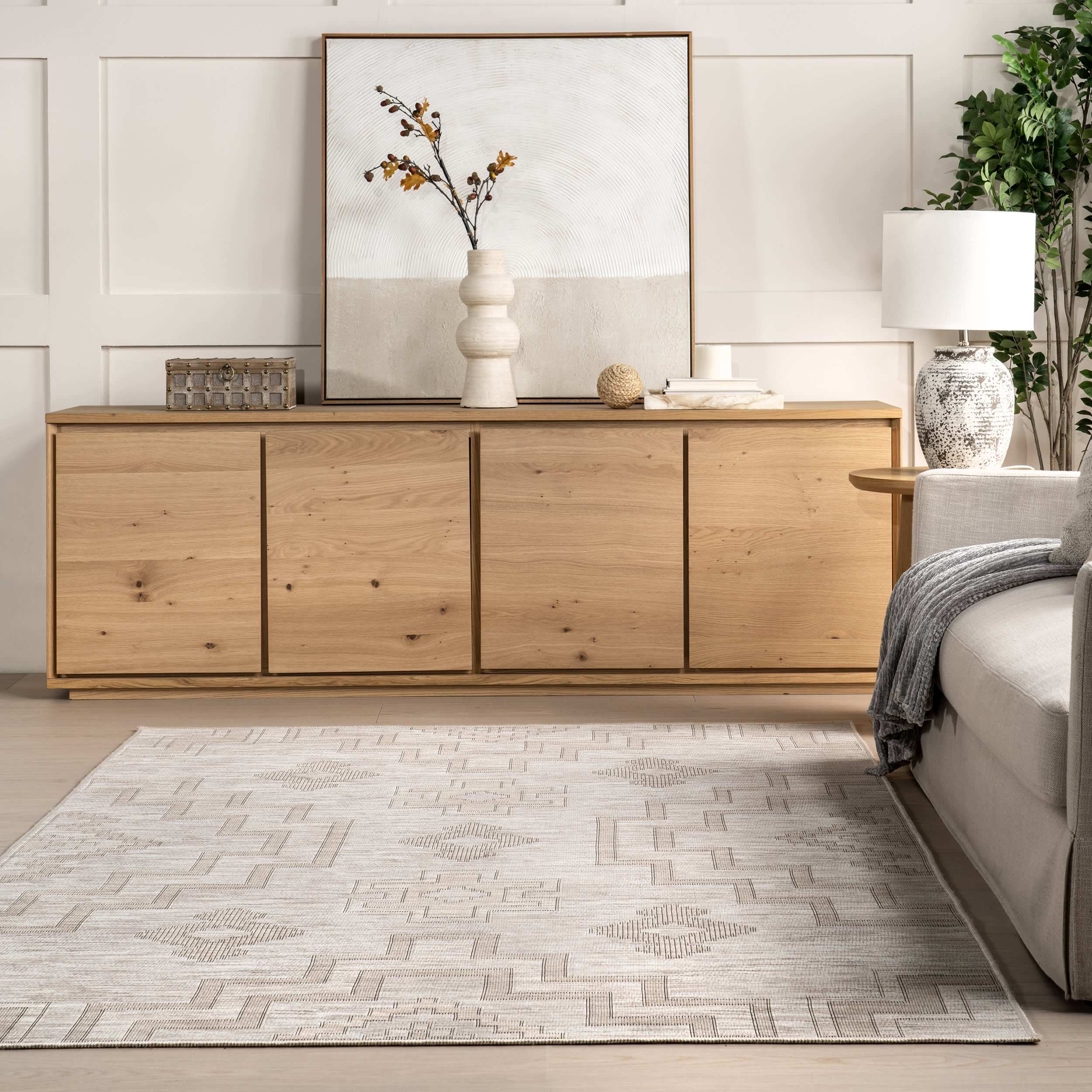 Astrid Geometric Washable Rug | Ivory - Image 4