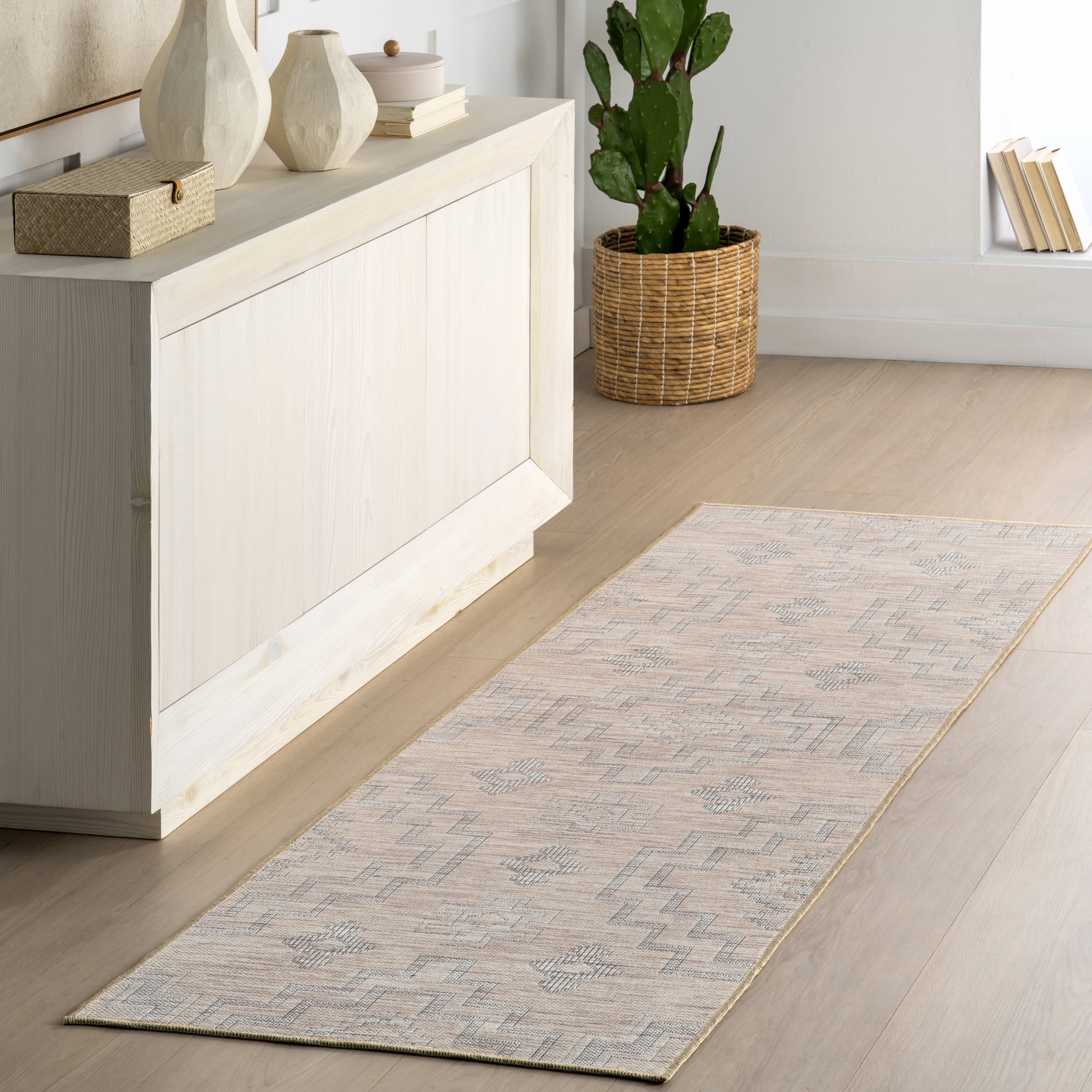 Astrid Geometric Washable Rug | Ivory - Image 2
