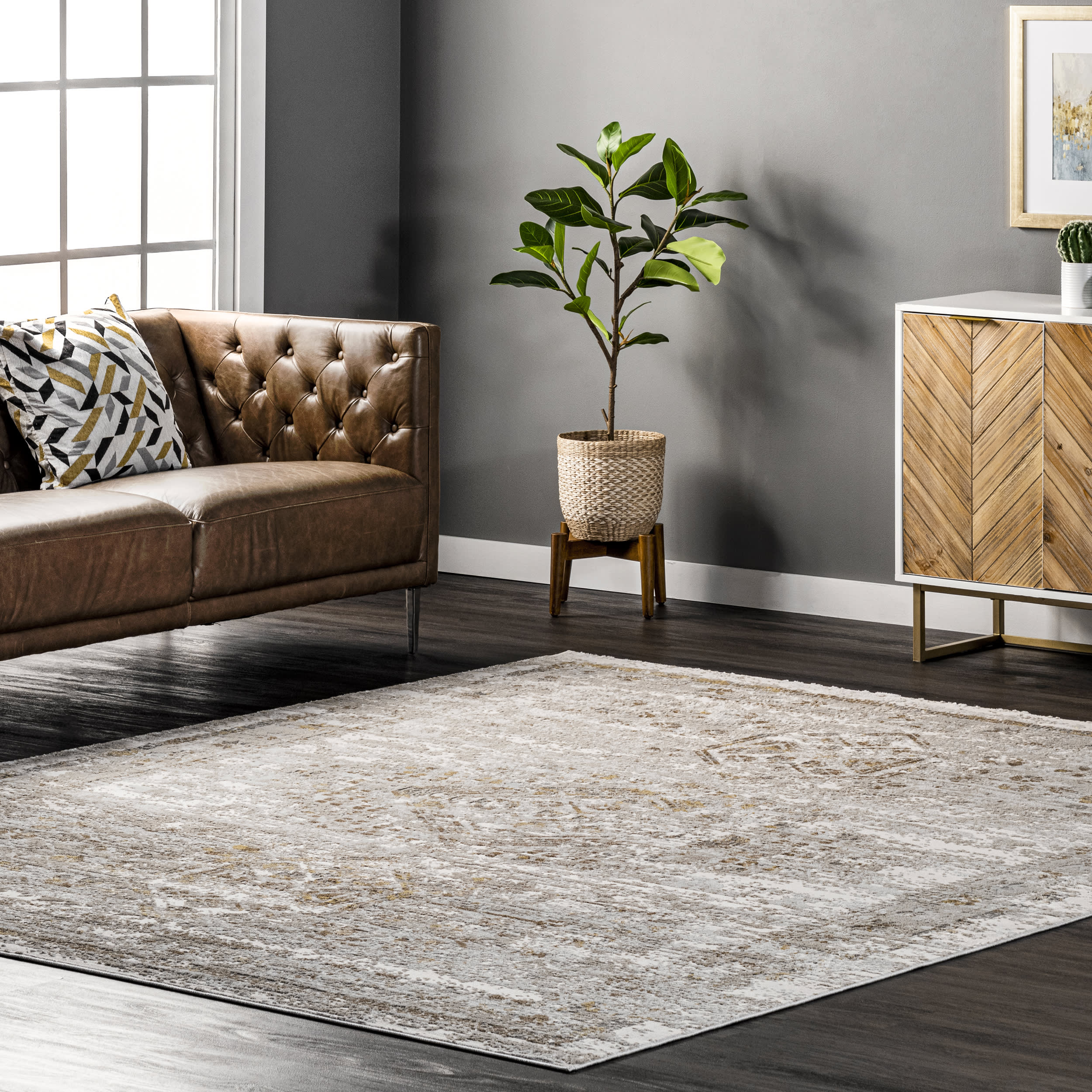 Athena Faded Medallion Rug | Beige - Image 2