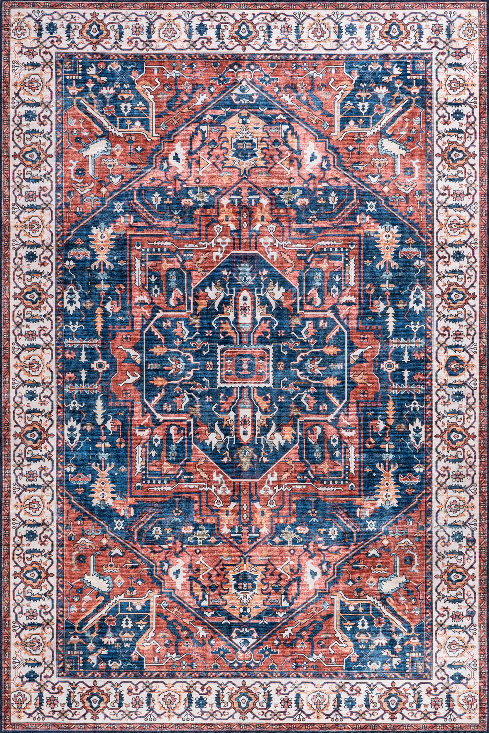 Atrium Medallion Spill Proof Washable Rug | Rust