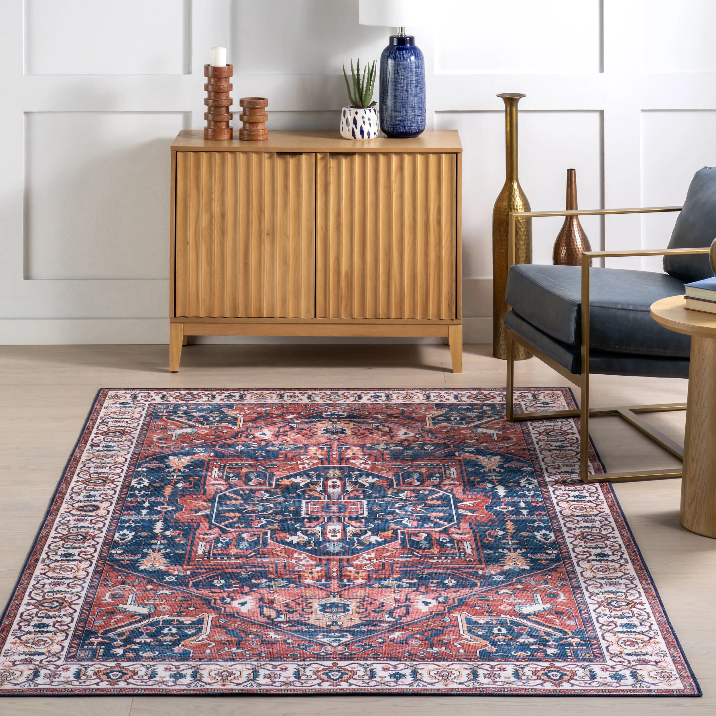 Atrium Medallion Spill Proof Washable Rug | Rust - Image 5