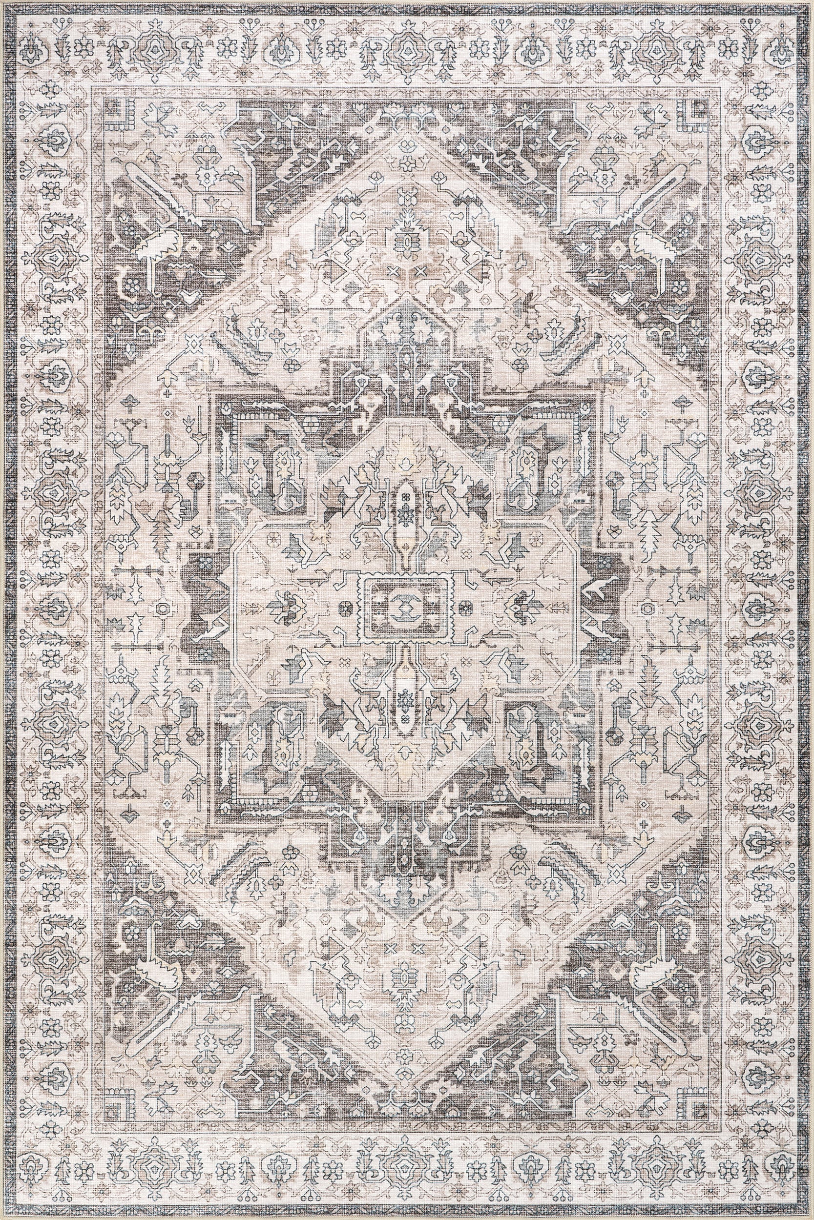 Atrium Medallion Washable Rug | Brown