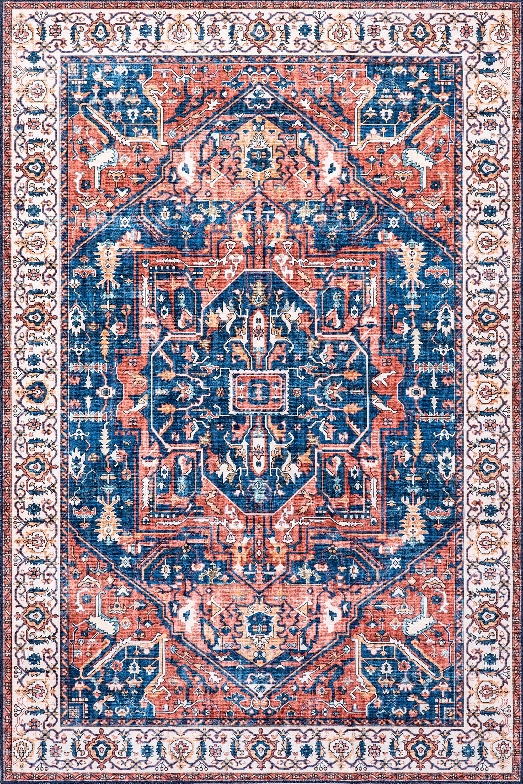 Atrium Medallion Washable Rug | Rust