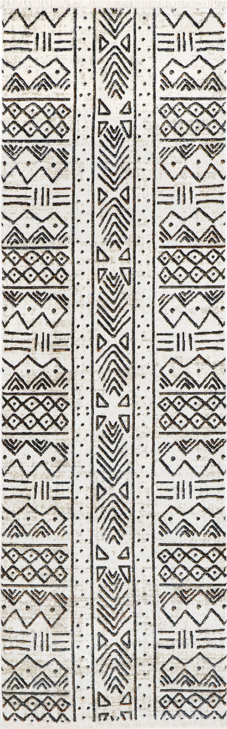 Aubrey Paneled Fringed Rug | Beige
