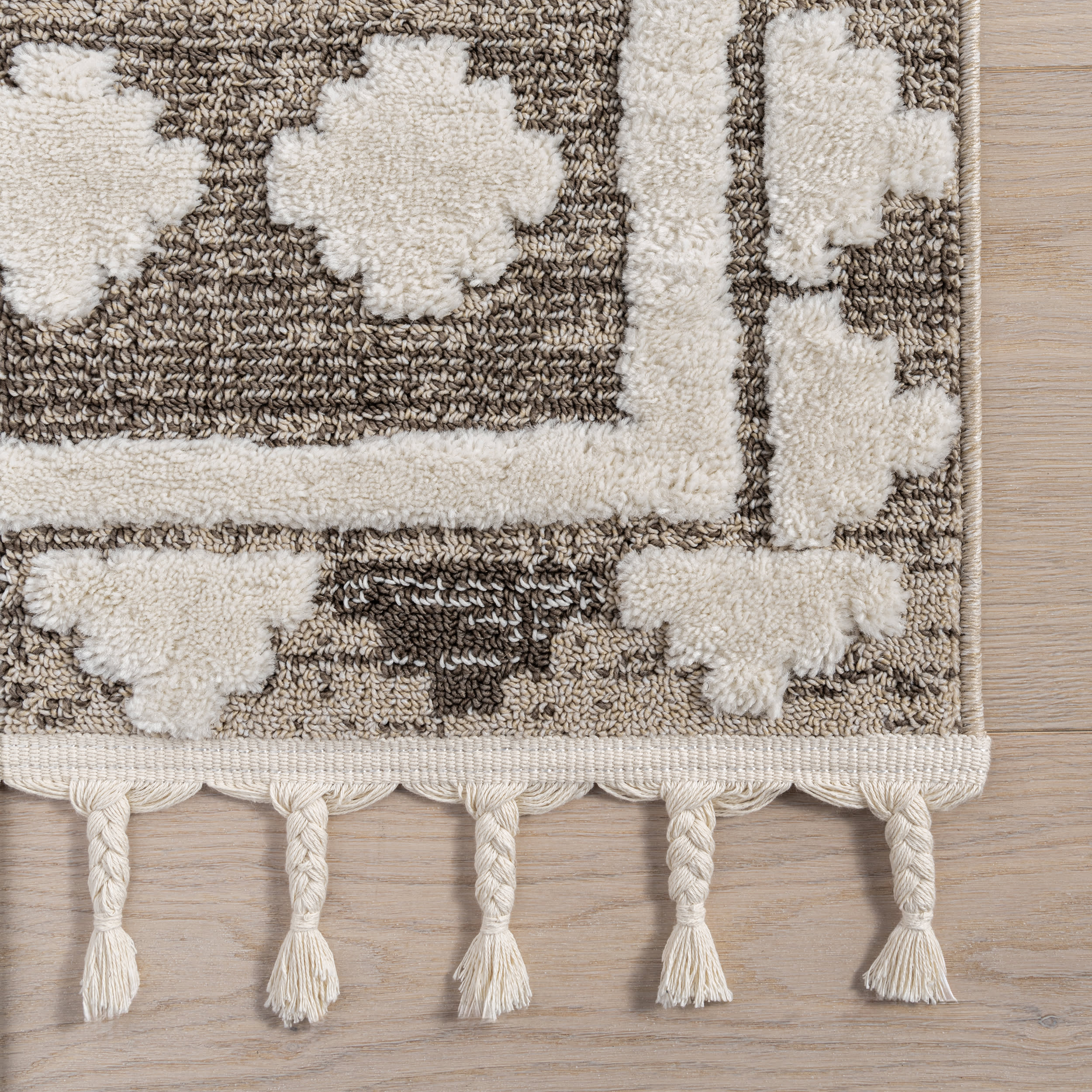 Audience Geometric Tasseled Rug | Beige - Image 4